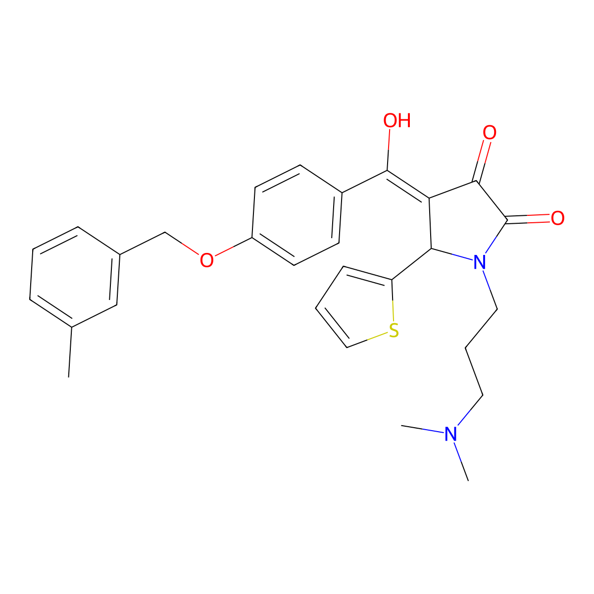 1-[3-(dimethylamino)propyl]-3-hydroxy-4-{4-[(3-methylphenyl)methoxy]benzoyl}-5-(thiophen-2-yl)-2,5-dihydro-1H-pyrrol-2-one molecular structure, CAS 836633-77-3