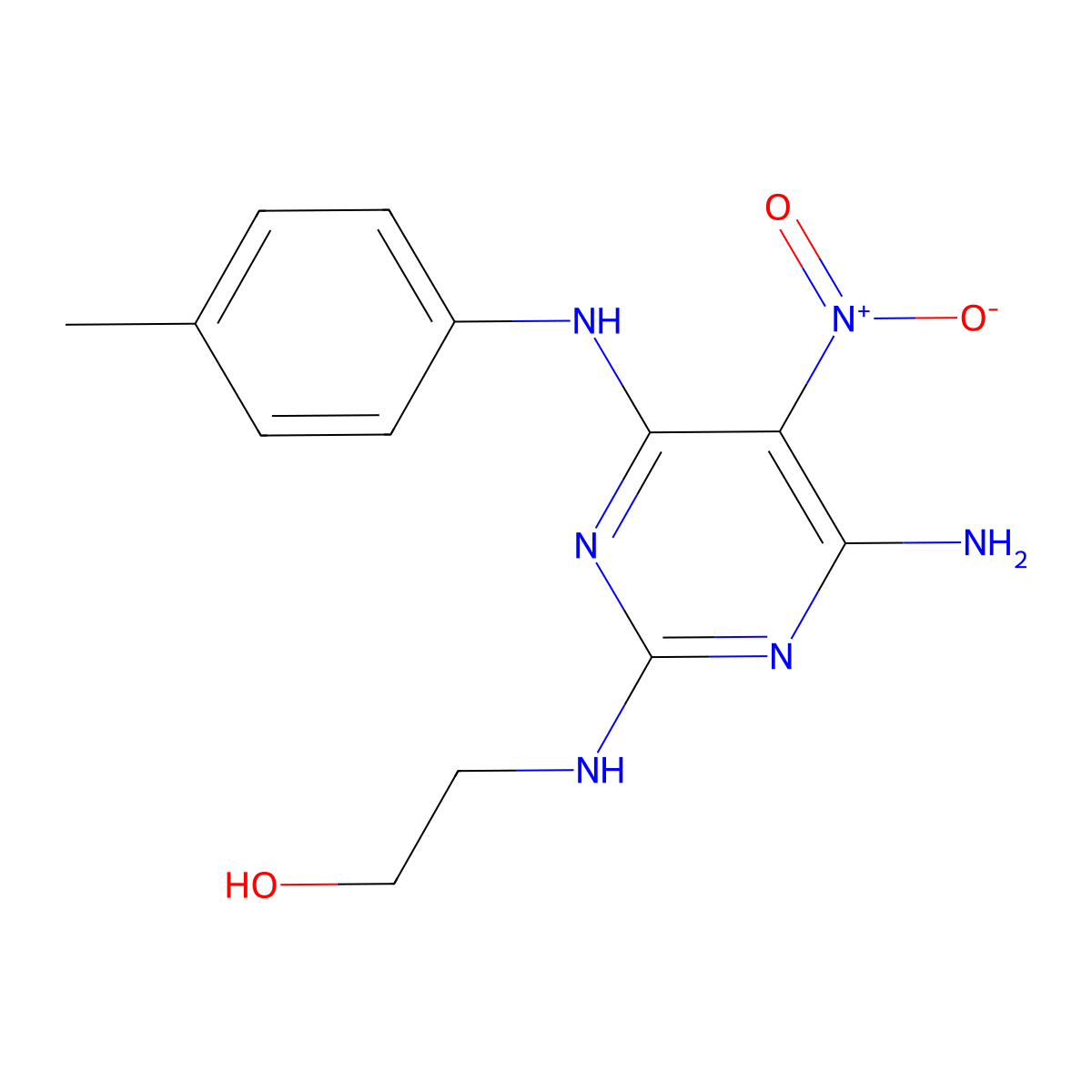 2-((4-Amino-5-nitro-6-(p-tolylamino)pyrimidin-2-yl)amino)ethanol molecular structure, CAS 836633-83-1