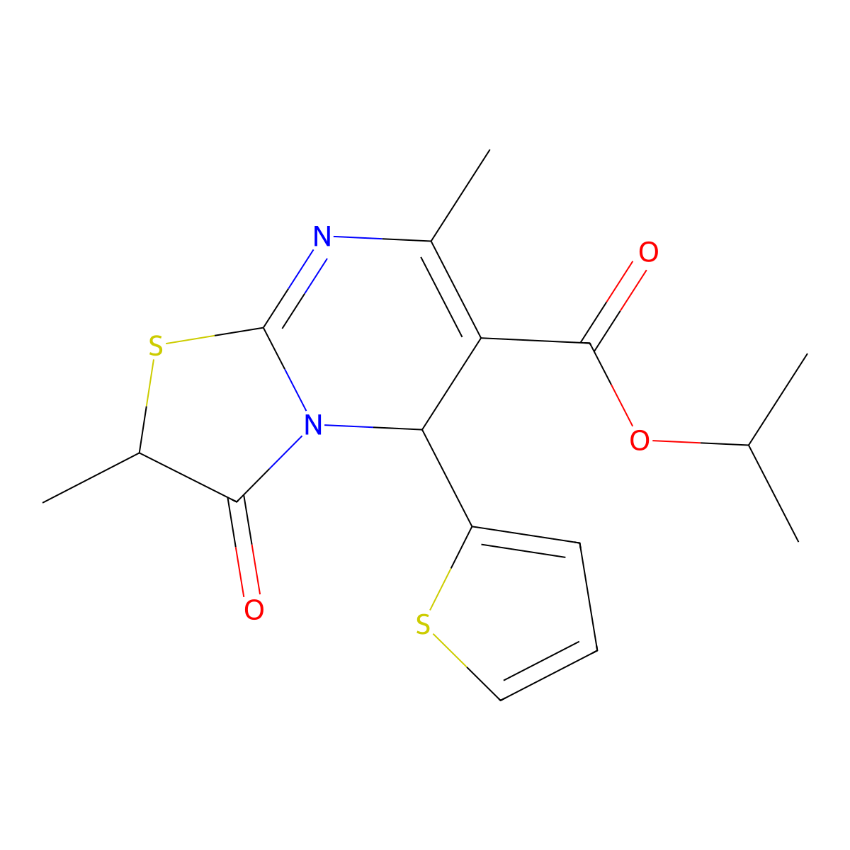 propan-2-yl 2,7-dimethyl-3-oxo-5-thiophen-2-yl-5H-[1,3]thiazolo[3,2-a]pyrimidine-6-carboxylate molecular structure, CAS 836634-14-1