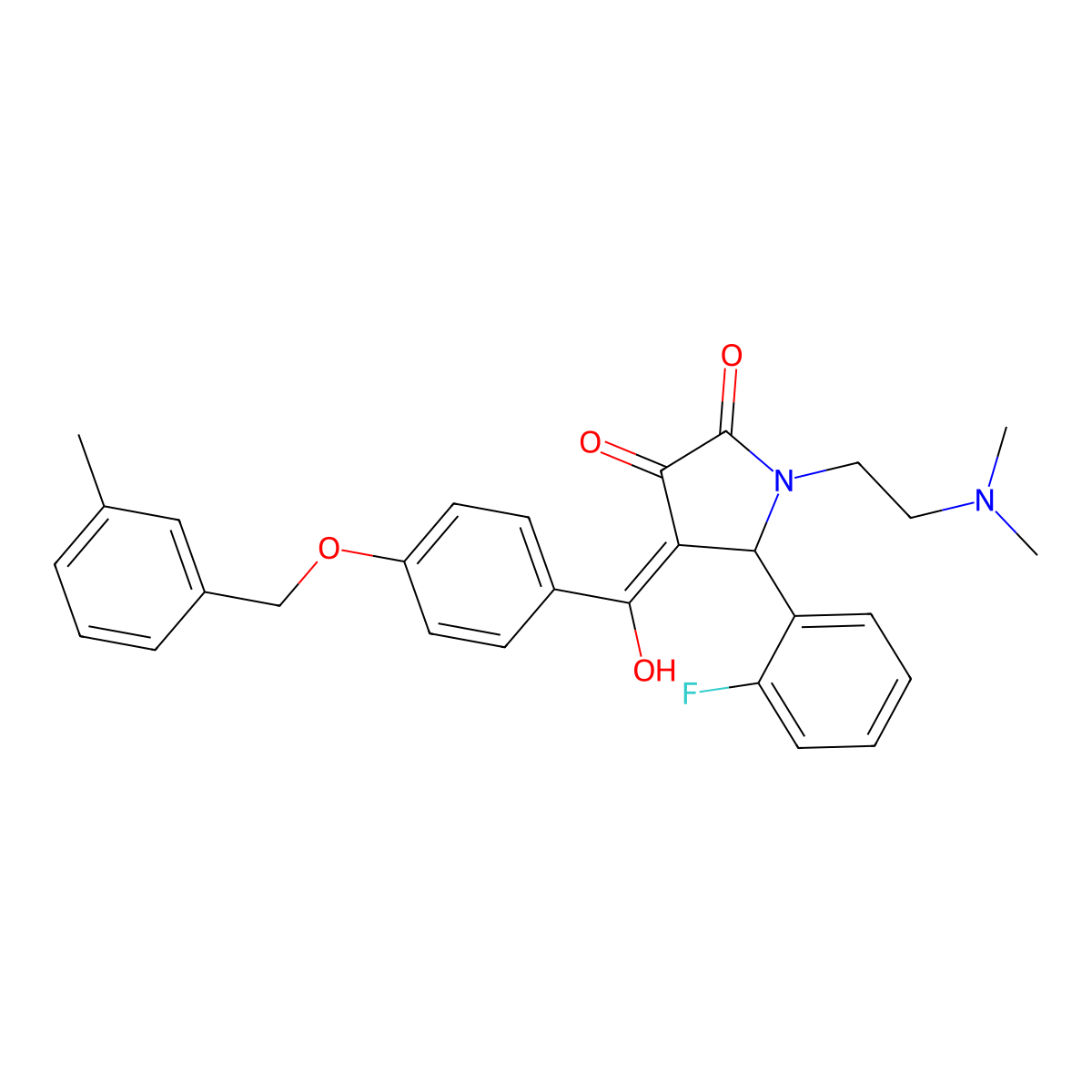 1-[2-(dimethylamino)ethyl]-5-(2-fluorophenyl)-3-hydroxy-4-{4-[(3-methylphenyl)methoxy]benzoyl}-2,5-dihydro-1H-pyrrol-2-one molecular structure, CAS 836634-18-5
