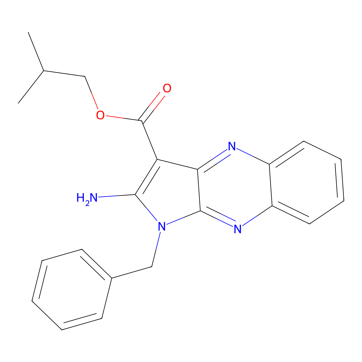 2-Methylpropyl 2-amino-1-benzylpyrrolo[3,2-b]quinoxaline-3-carboxylate molecular structure, CAS 836635-39-3