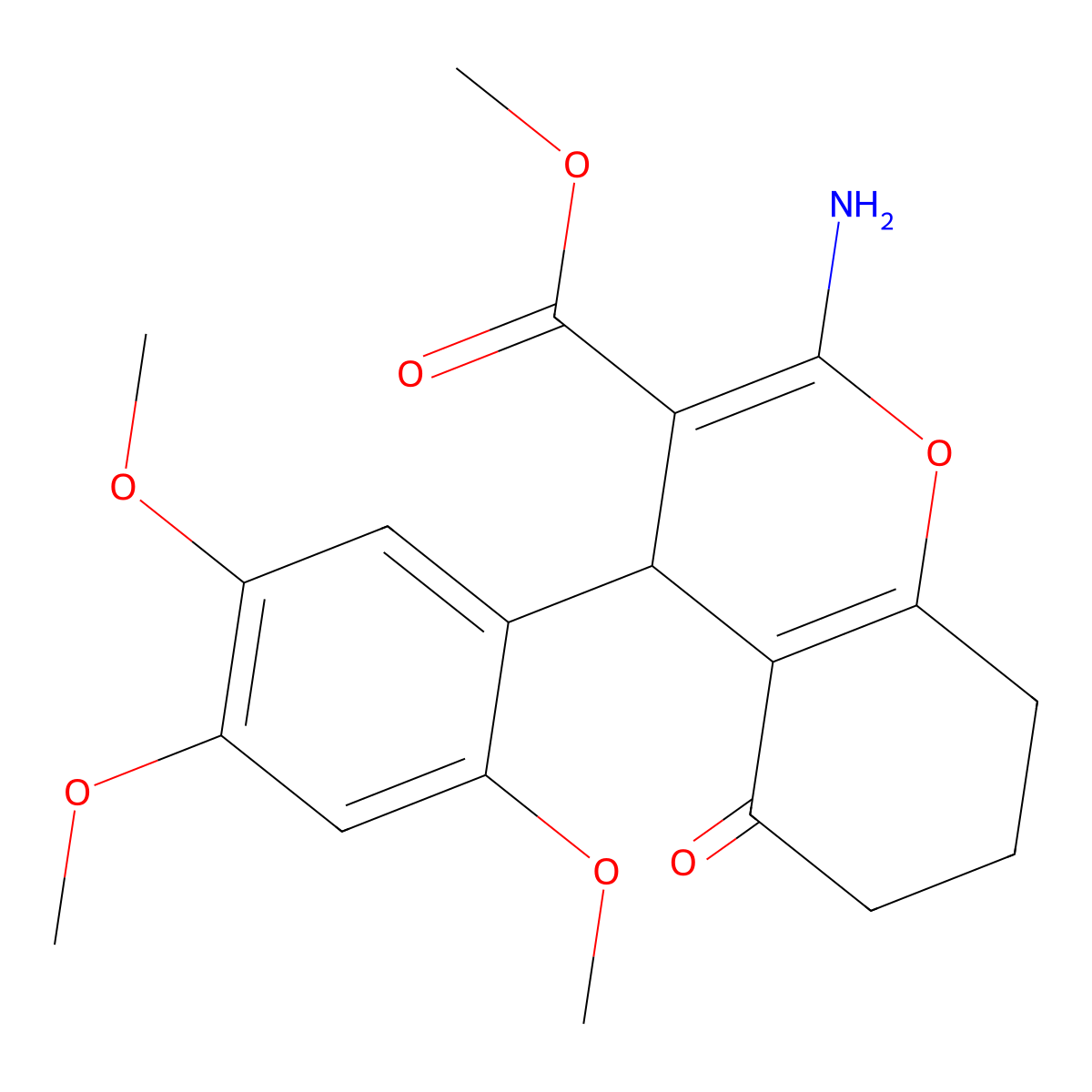 methyl 2-amino-5-oxo-4-(2,4,5-trimethoxyphenyl)-5,6,7,8-tetrahydro-4H-chromene-3-carboxylate molecular structure, CAS 836638-80-3