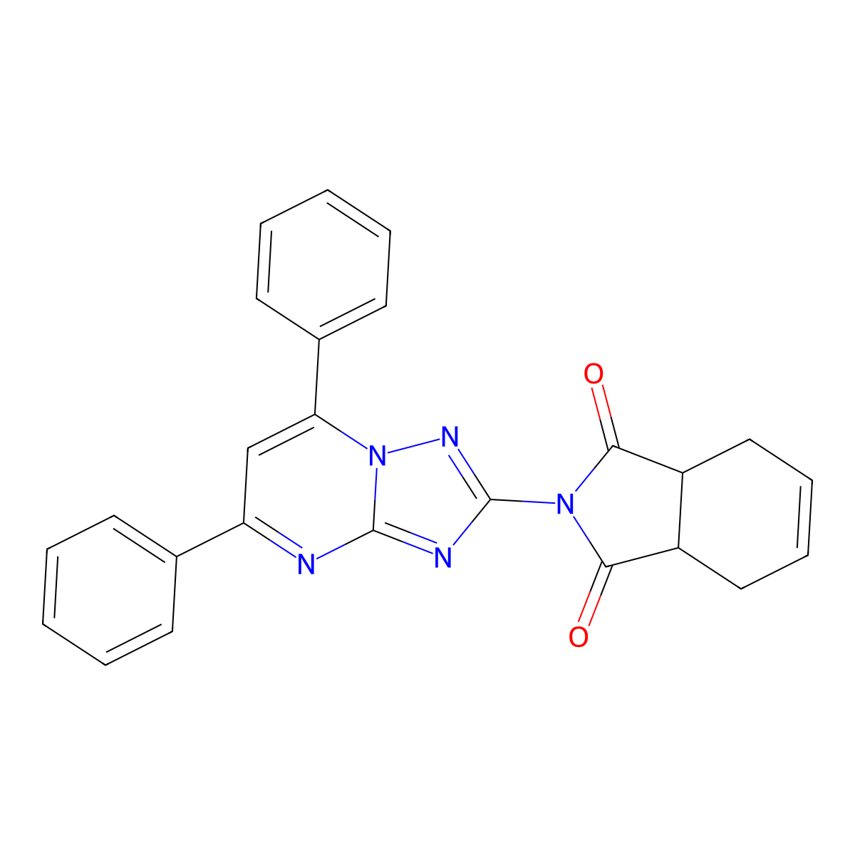 2-(5,7-Diphenyl-[1,2,4]triazolo[1,5-a]pyrimidin-2-yl)-3a,4,7,7a-tetrahydro-1H-isoindole-1,3(2H)-dione molecular structure, CAS 836639-18-0