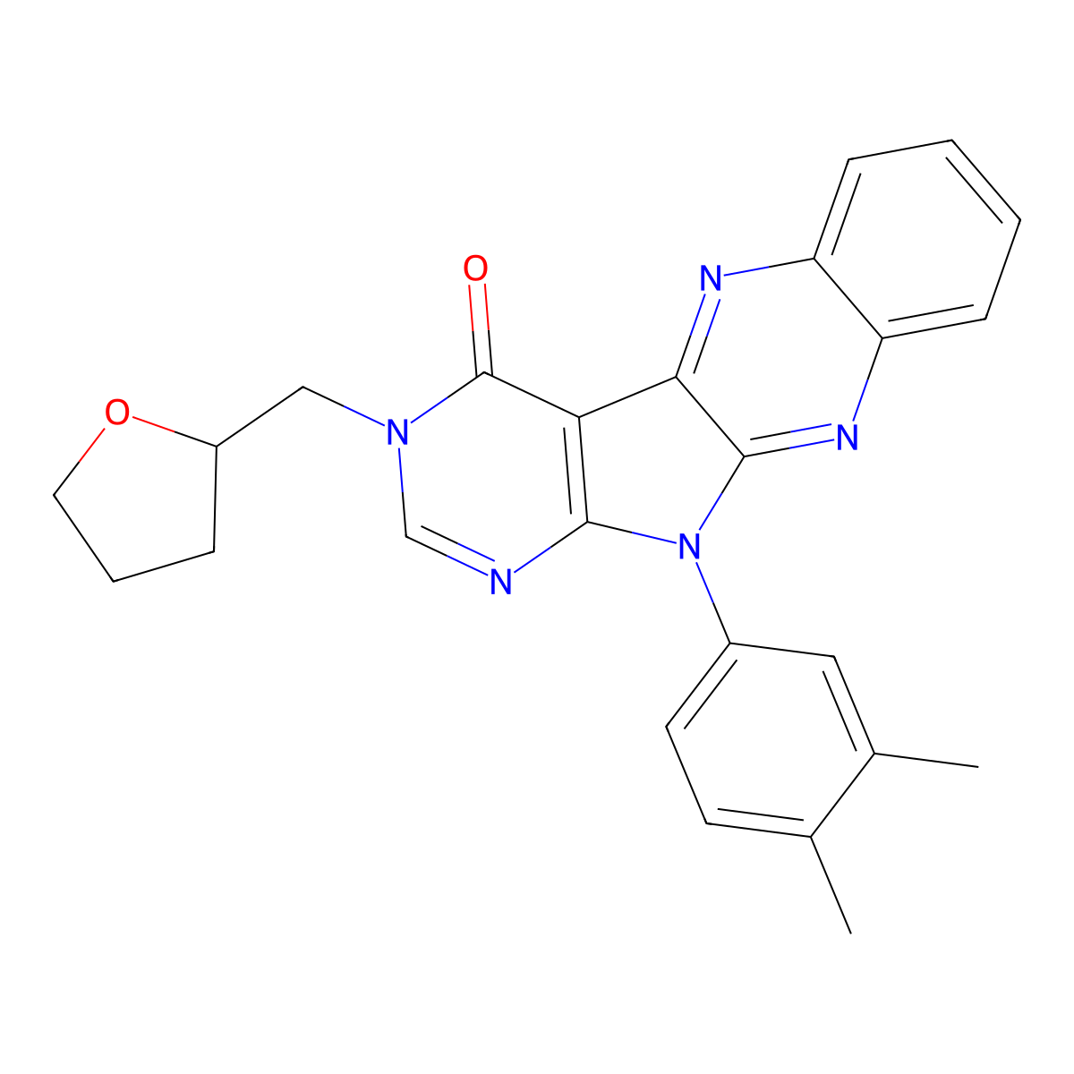 11-(3,4-dimethylphenyl)-3-((tetrahydrofuran-2-yl)methyl)-3H-pyrimido[5',4':4,5]pyrrolo[2,3-b]quinoxalin-4(11H)-one molecular structure, CAS 836640-20-1