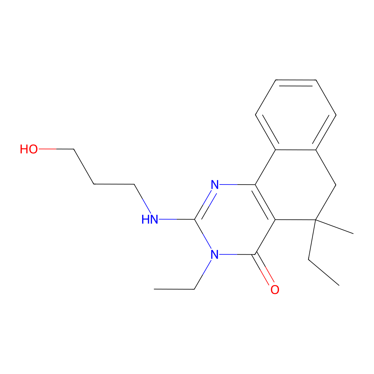 3,5-diethyl-2-(3-hydroxypropylamino)-5-methyl-6H-benzo[h]quinazolin-4-one molecular structure, CAS 836640-82-5