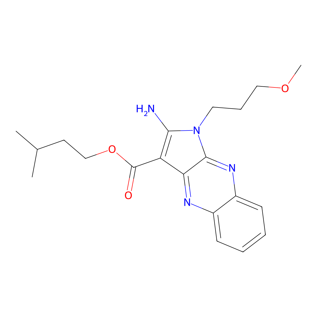 3-methylbutyl 2-amino-1-(3-methoxypropyl)-1H-pyrrolo[2,3-b]quinoxaline-3-carboxylate molecular structure, CAS 836640-99-4