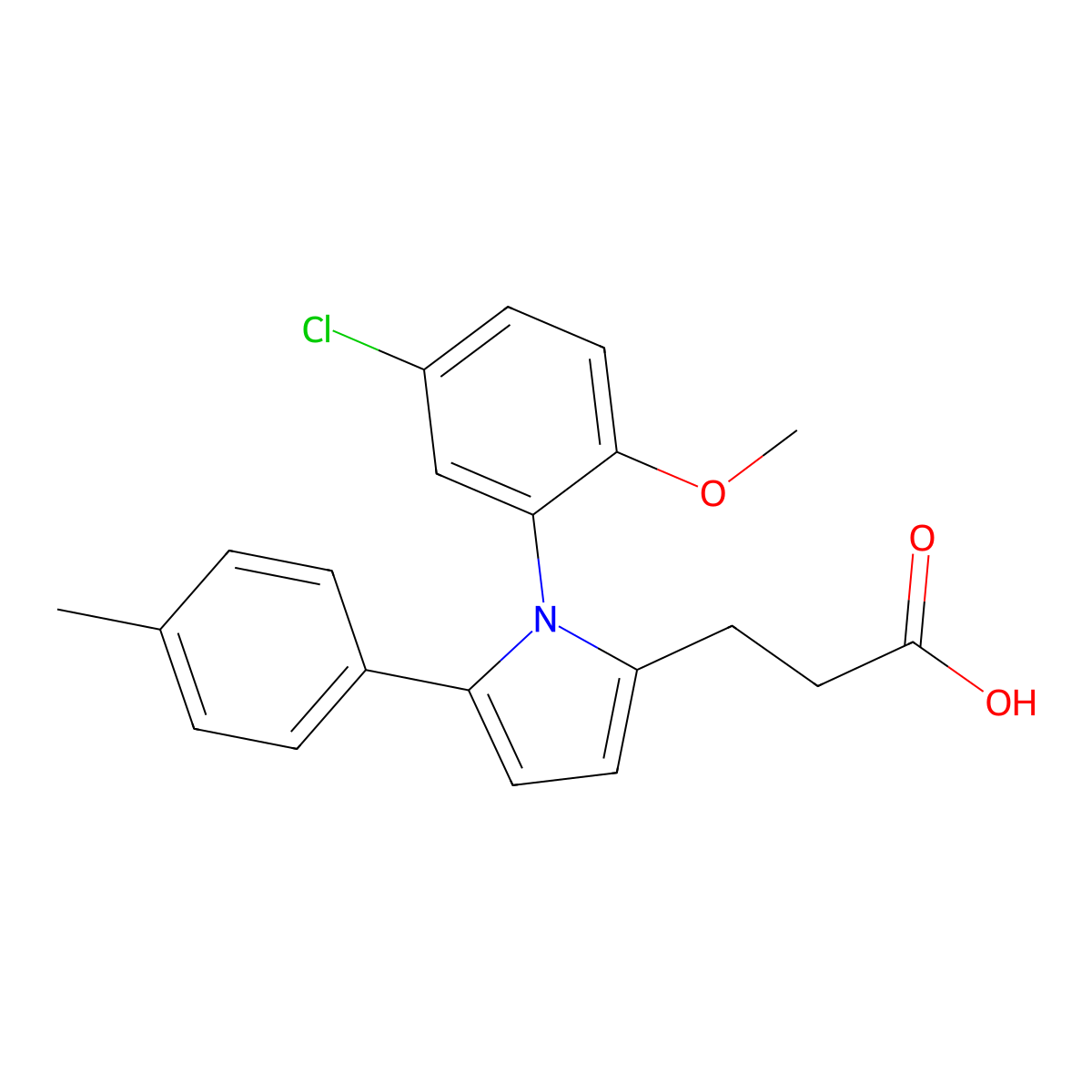 3-[1-(5-chloro-2-methoxyphenyl)-5-(4-methylphenyl)-1H-pyrrol-2-yl]propanoic acid molecular structure, CAS 836641-02-2