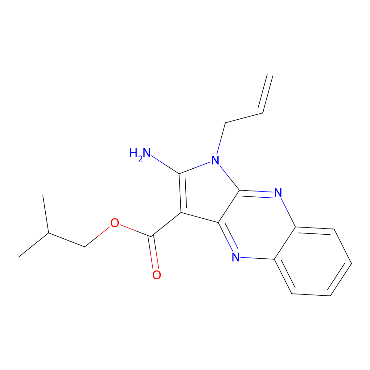 2-Methylpropyl 2-amino-1-prop-2-enylpyrrolo[3,2-b]quinoxaline-3-carboxylate molecular structure, CAS 836641-38-4