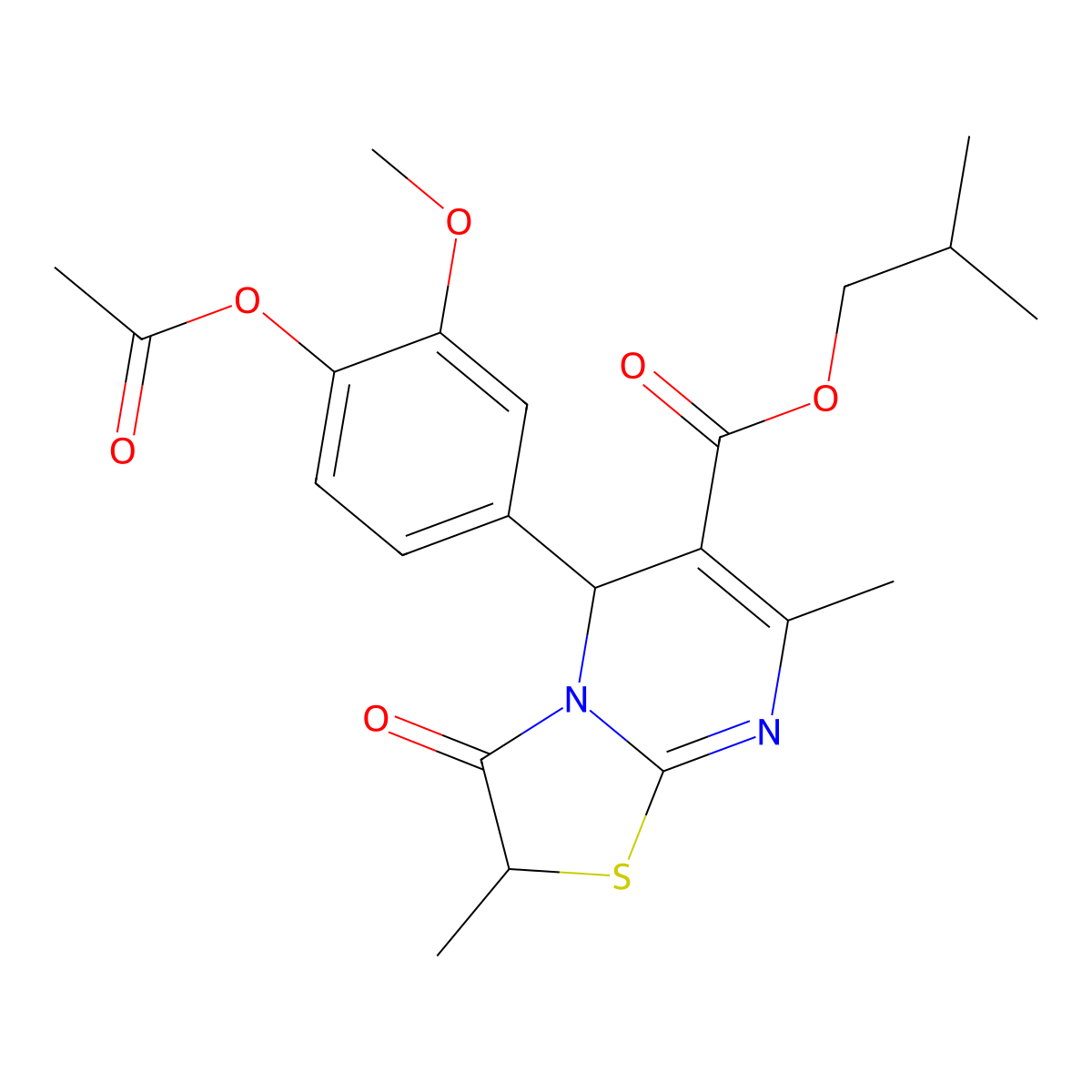 isobutyl 5-[4-(acetyloxy)-3-methoxyphenyl]-2,7-dimethyl-3-oxo-2,3-dihydro-5H-[1,3]thiazolo[3,2-a]pyrimidine-6-carboxylate molecular structure, CAS 836642-18-3