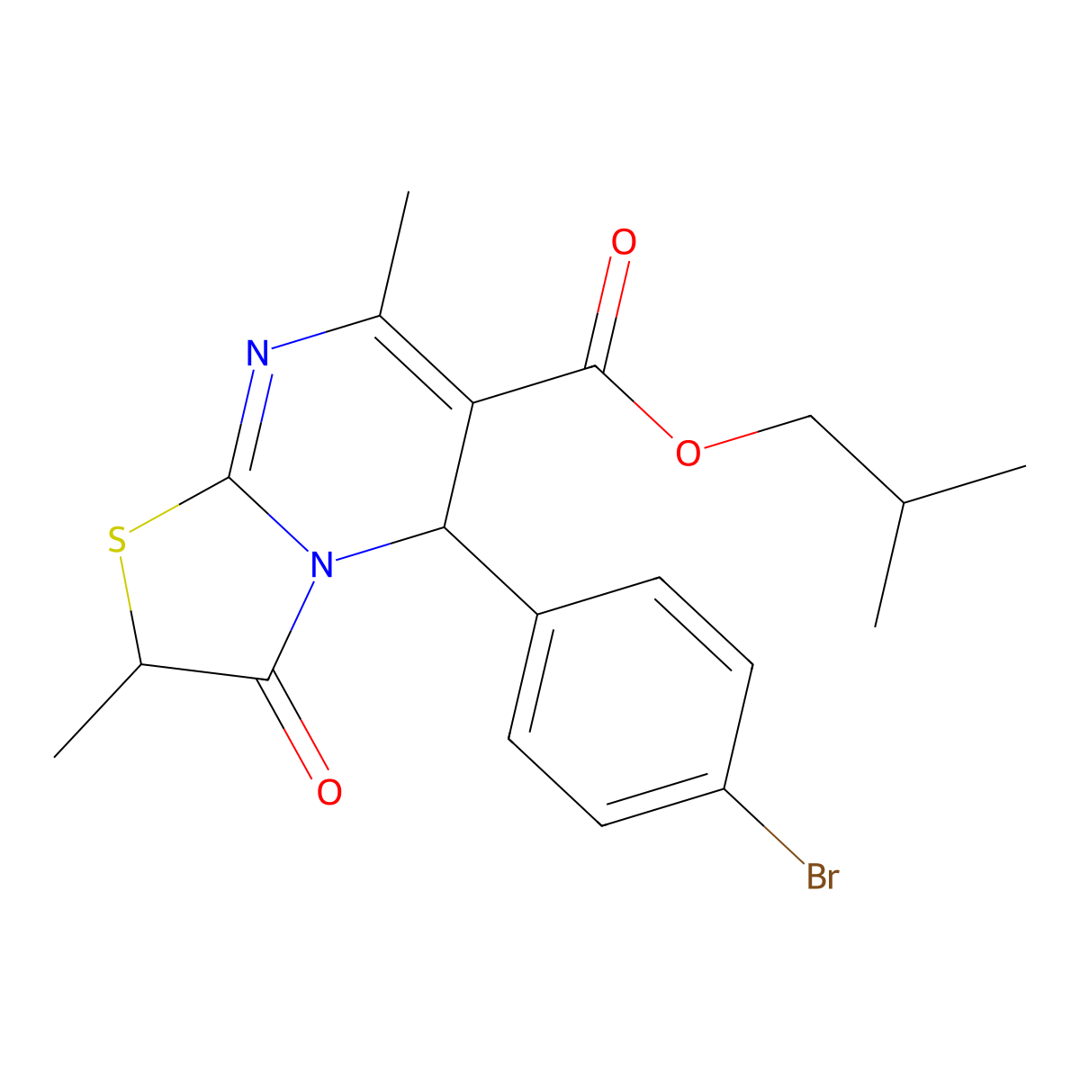 isobutyl 5-(4-bromophenyl)-2,7-dimethyl-3-oxo-2,3-dihydro-5H-[1,3]thiazolo[3,2-a]pyrimidine-6-carboxylate molecular structure, CAS 836643-11-9