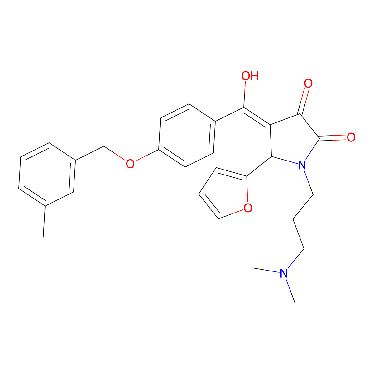 1-[3-(dimethylamino)propyl]-5-(furan-2-yl)-3-hydroxy-4-{4-[(3-methylphenyl)methoxy]benzoyl}-2,5-dihydro-1H-pyrrol-2-one molecular structure, CAS 836643-45-9