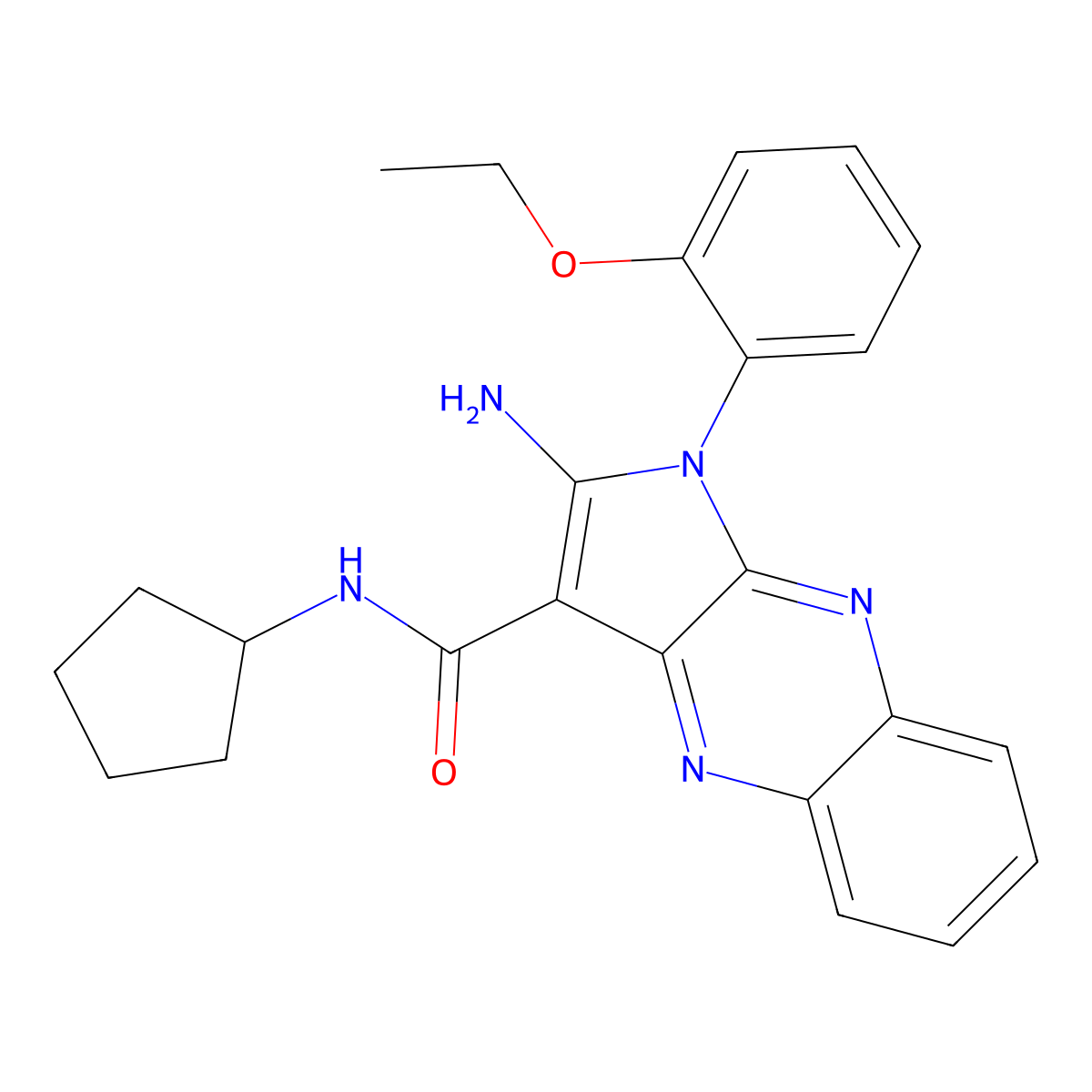 2-amino-N-cyclopentyl-1-(2-ethoxyphenyl)-1H-pyrrolo[2,3-b]quinoxaline-3-carboxamide molecular structure, CAS 836644-70-3