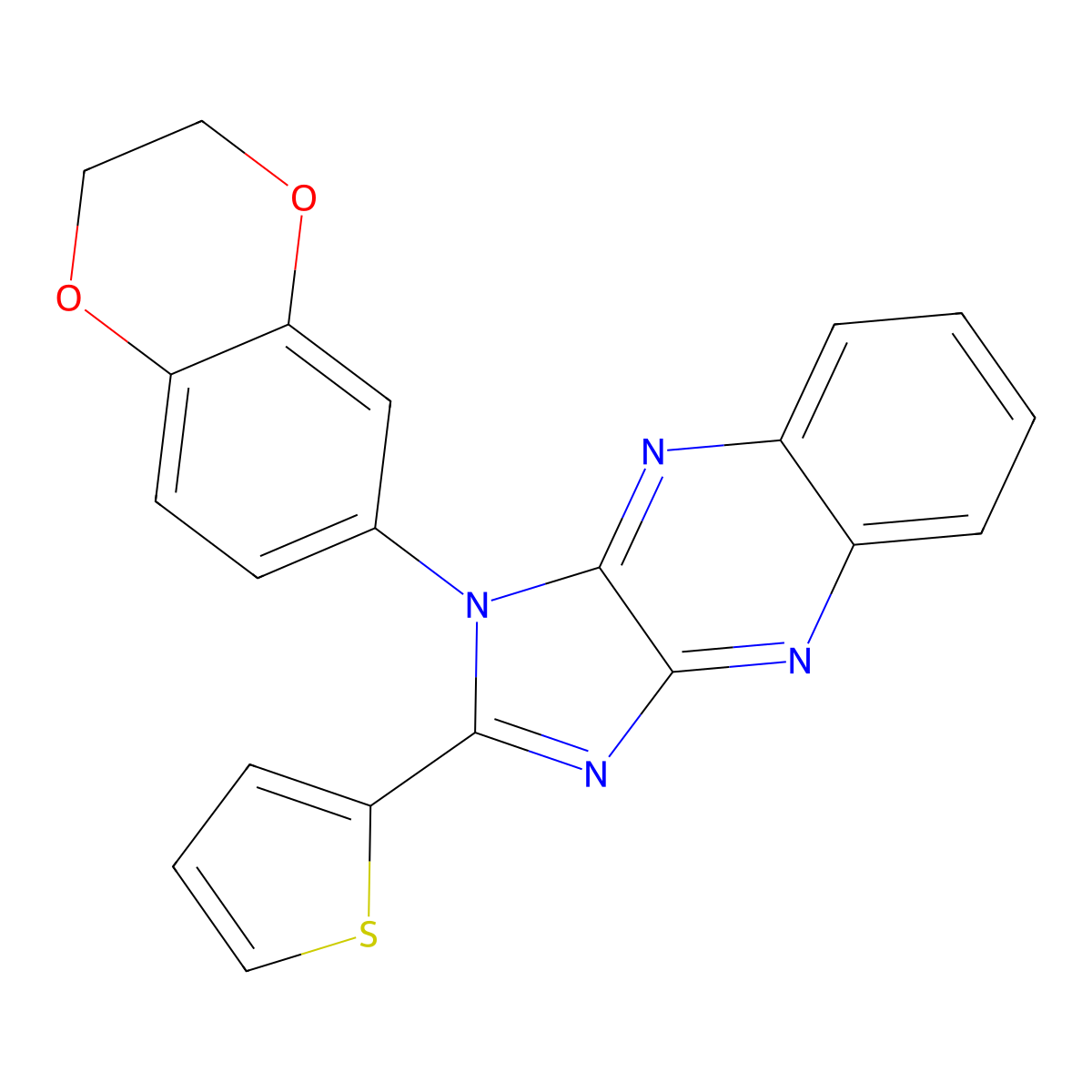 1-(2,3-dihydro-1,4-benzodioxin-6-yl)-2-(thiophen-2-yl)-1H-imidazo[4,5-b]quinoxaline molecular structure, CAS 836645-74-0