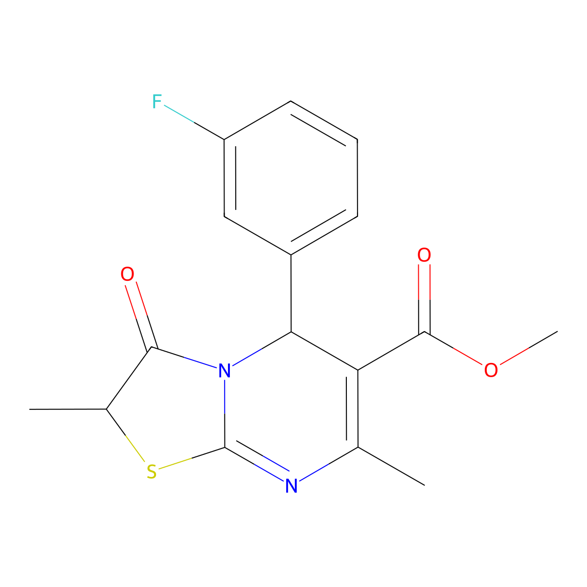 methyl 5-(3-fluorophenyl)-2,7-dimethyl-3-oxo-2,3-dihydro-5H-[1,3]thiazolo[3,2-a]pyrimidine-6-carboxylate molecular structure, CAS 836645-82-0