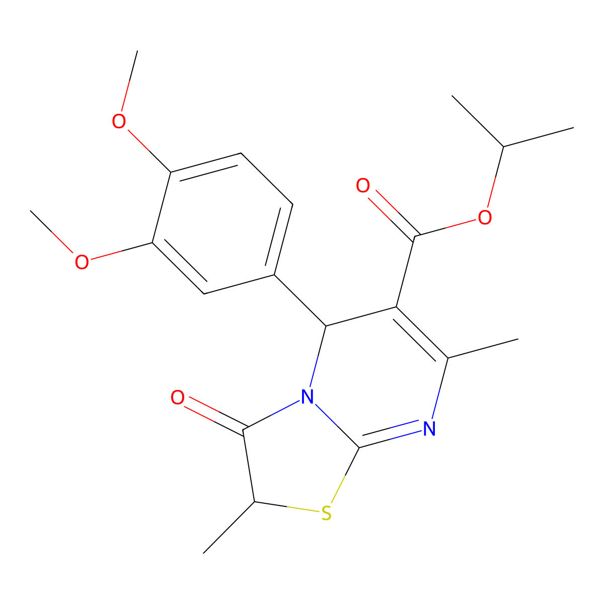 isopropyl 5-(3,4-dimethoxyphenyl)-2,7-dimethyl-3-oxo-2,3-dihydro-5H-[1,3]thiazolo[3,2-a]pyrimidine-6-carboxylate molecular structure, CAS 836646-30-1