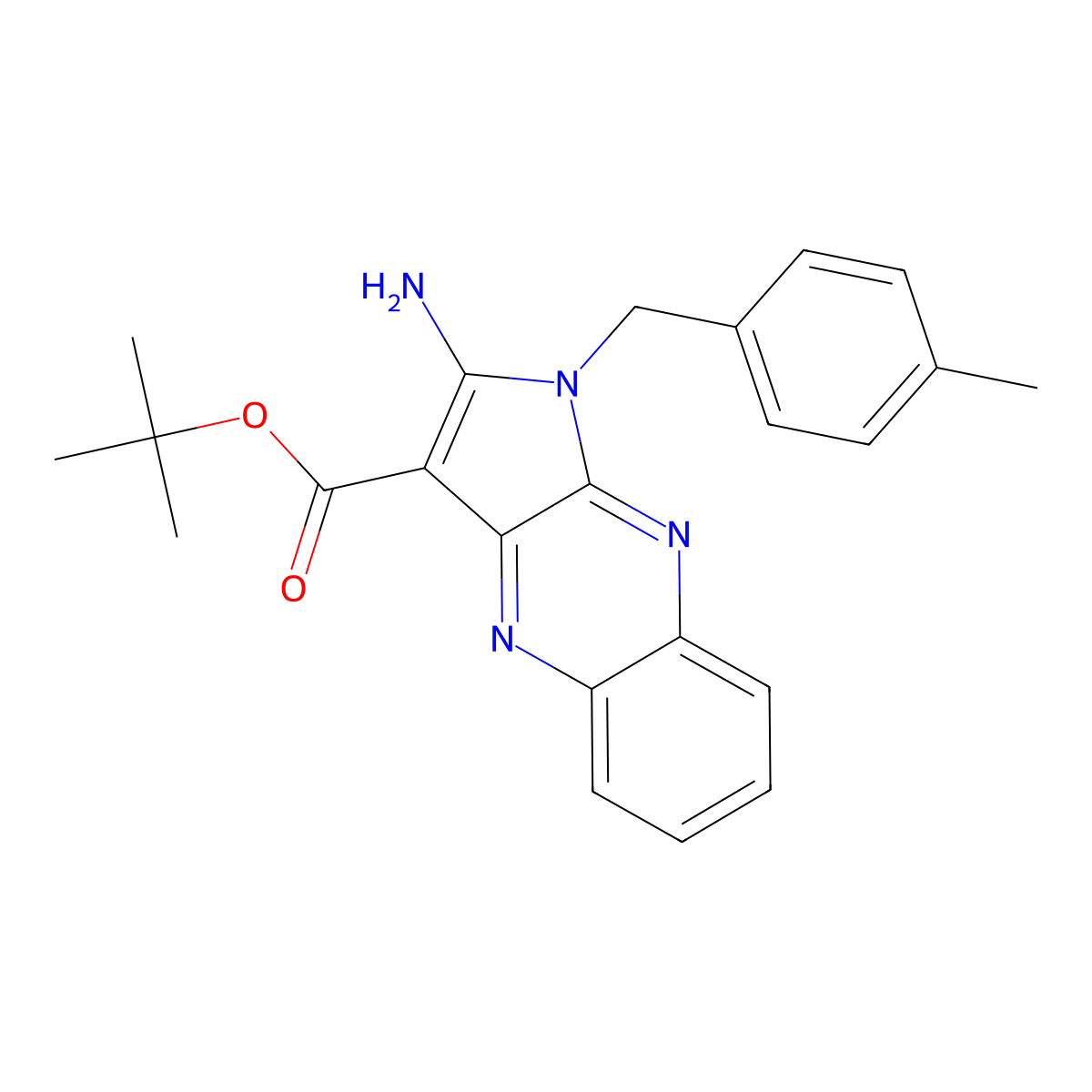 Tert-butyl 2-amino-1-[(4-methylphenyl)methyl]pyrrolo[3,2-b]quinoxaline-3-carboxylate molecular structure, CAS 836646-50-5