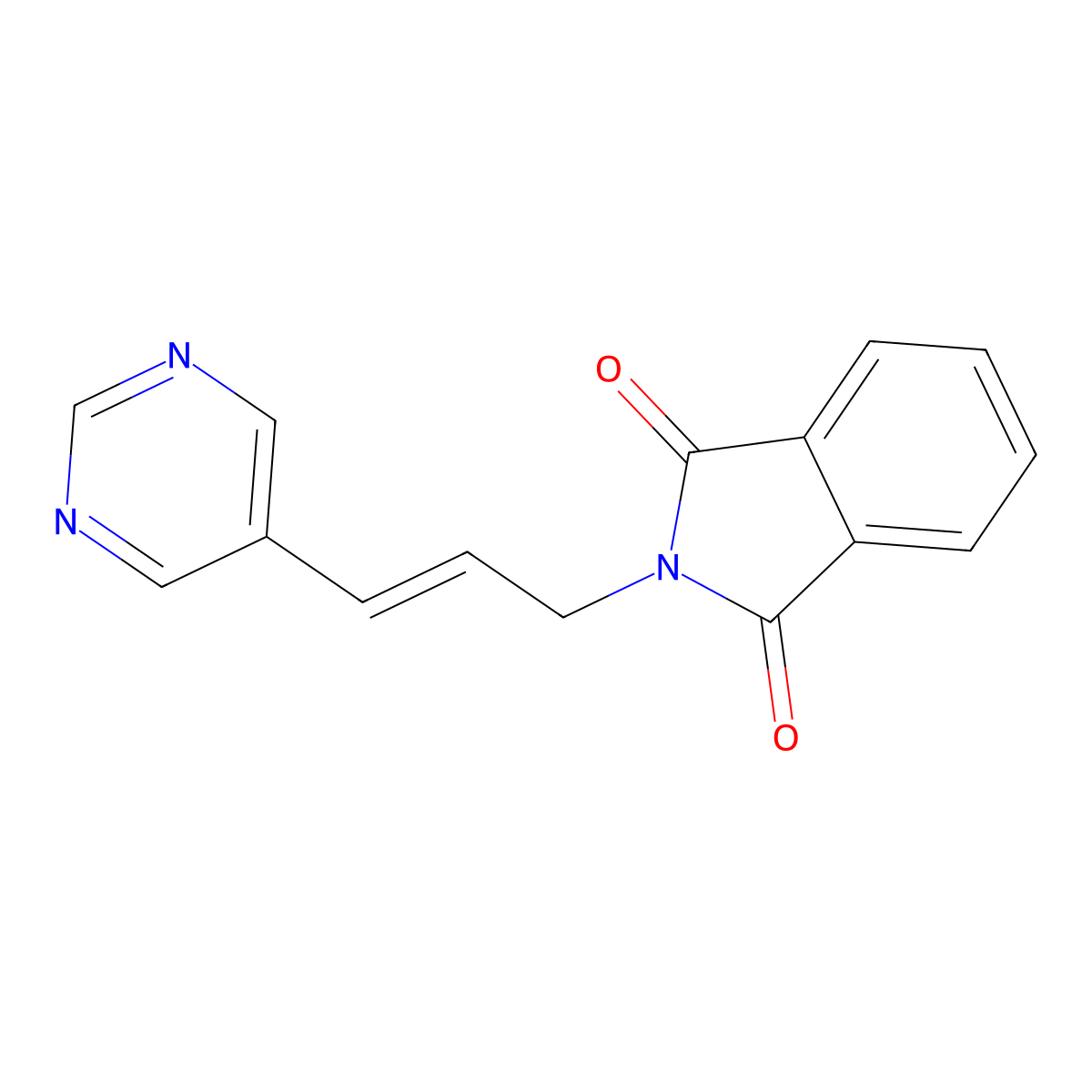 2-[3-(Pyrimidin-5-yl)prop-2-en-1-yl]-2,3-dihydro-1H-isoindole-1,3-dione molecular structure, CAS 83665-72-9