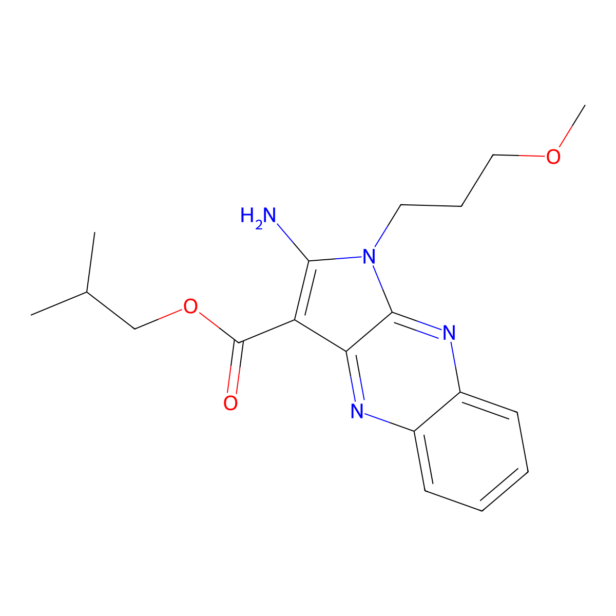 isobutyl 2-amino-1-(3-methoxypropyl)-1H-pyrrolo[2,3-b]quinoxaline-3-carboxylate molecular structure, CAS 836650-89-6