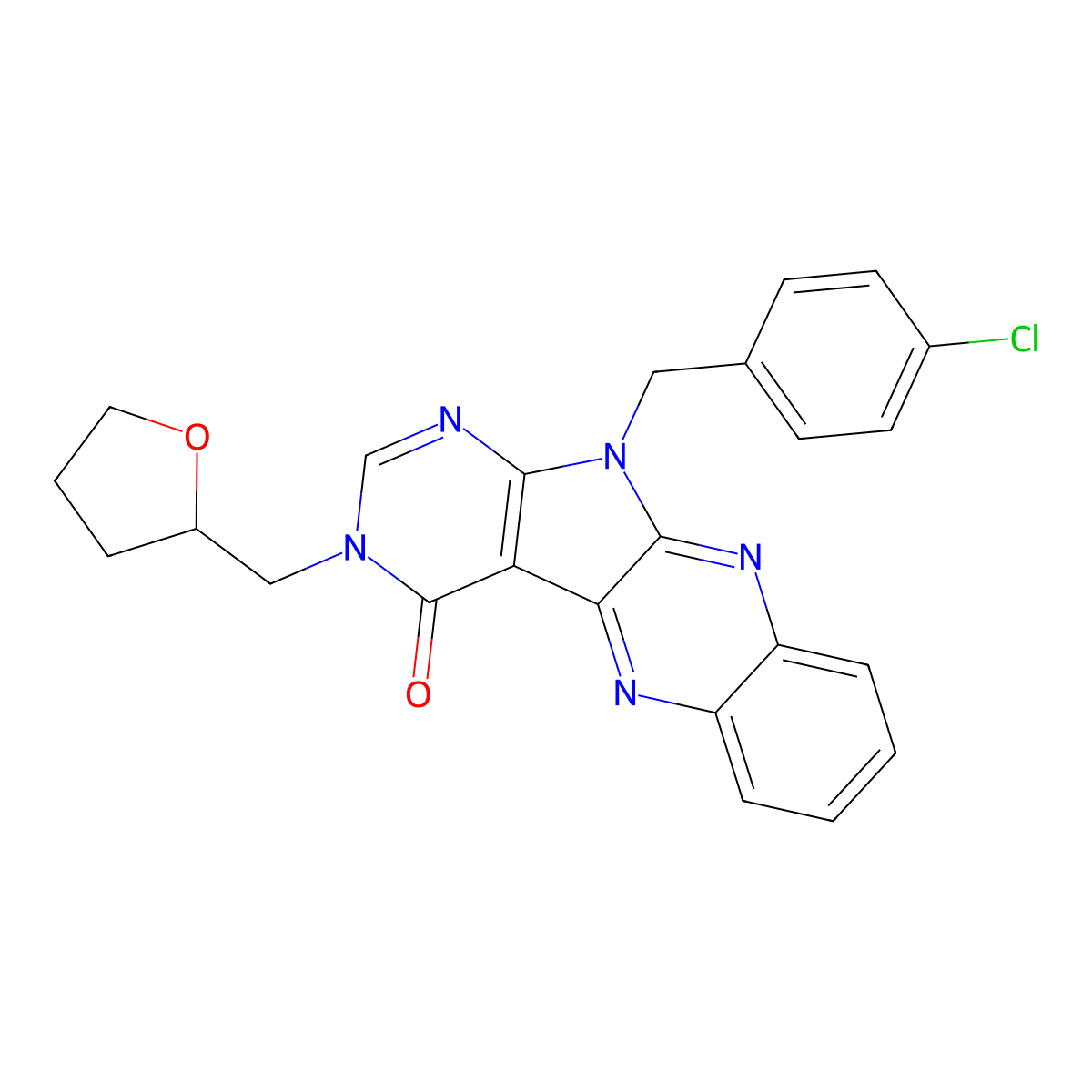 11-(4-chlorobenzyl)-3-((tetrahydrofuran-2-yl)methyl)-3H-pyrimido[5',4':4,5]pyrrolo[2,3-b]quinoxalin-4(11H)-one molecular structure, CAS 836651-46-8