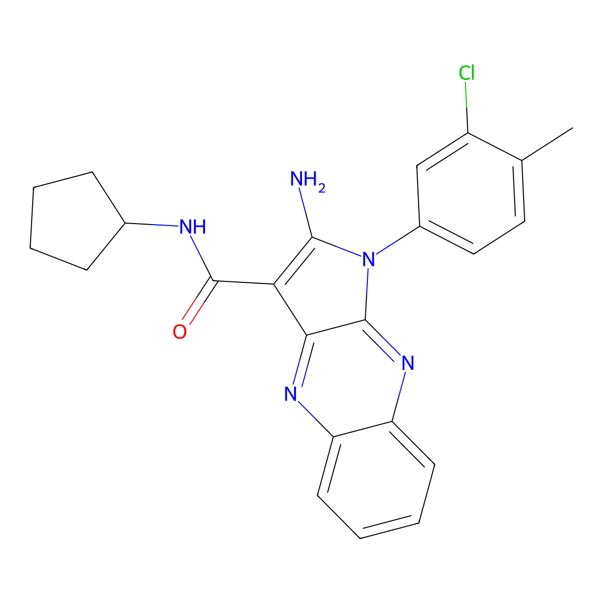 2-amino-1-(3-chloro-4-methylphenyl)-N-cyclopentyl-1H-pyrrolo[2,3-b]quinoxaline-3-carboxamide molecular structure, CAS 836651-54-8