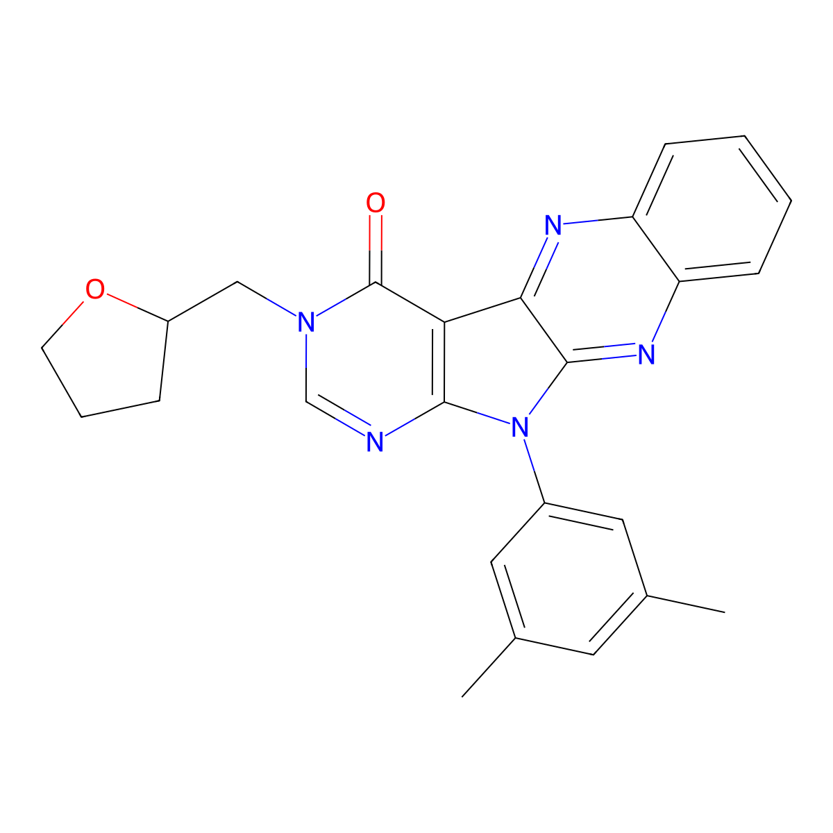 11-(3,5-dimethylphenyl)-3-((tetrahydrofuran-2-yl)methyl)-3H-pyrimido[5',4':4,5]pyrrolo[2,3-b]quinoxalin-4(11H)-one molecular structure, CAS 836652-34-7