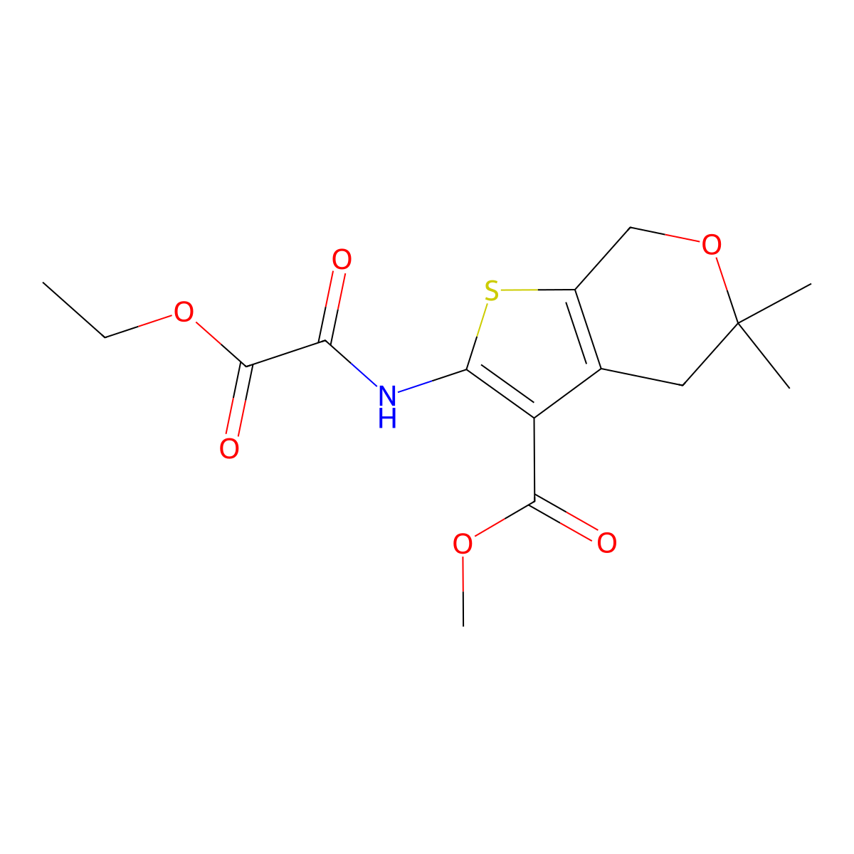 Methyl 2-[(2-ethoxy-2-oxoacetyl)amino]-5,5-dimethyl-4,7-dihydrothieno[2,3-c]pyran-3-carboxylate molecular structure, CAS 836661-95-1