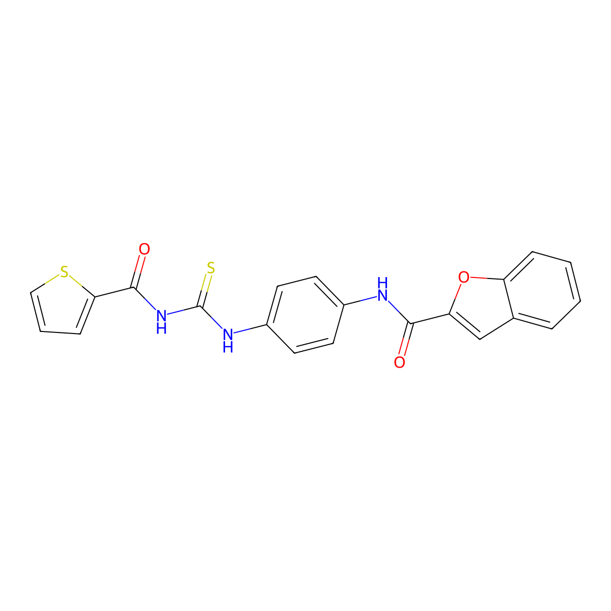 N-[4-(thiophene-2-carbonylcarbamothioylamino)phenyl]-1-benzofuran-2-carboxamide molecular structure, CAS 836661-97-3