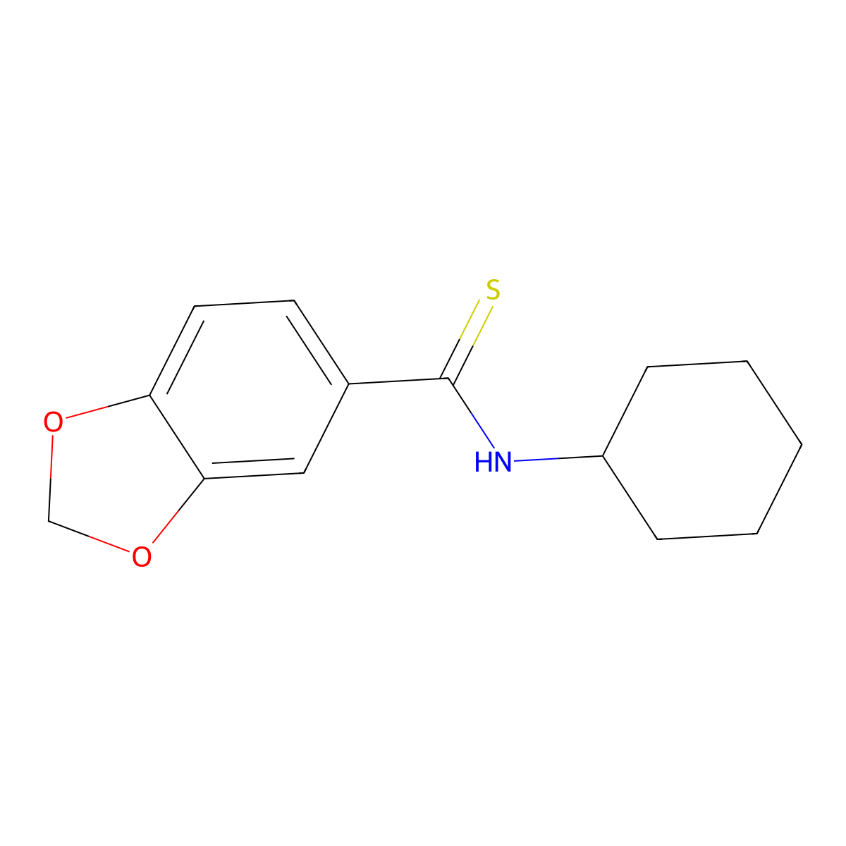 N-cyclohexyl-1,3-benzodioxole-5-carbothioamide molecular structure, CAS 836662-03-4