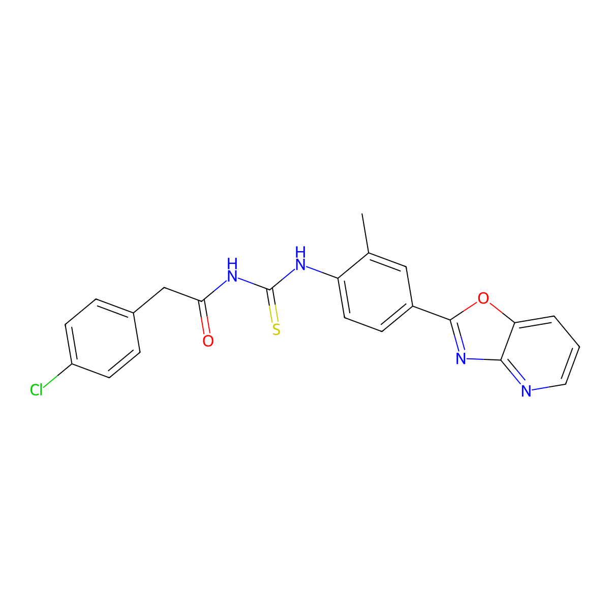 N-[(4-chlorophenyl)acetyl]-N'-(2-methyl-4-[1,3]oxazolo[4,5-b]pyridin-2-ylphenyl)thiourea molecular structure, CAS 836662-04-5