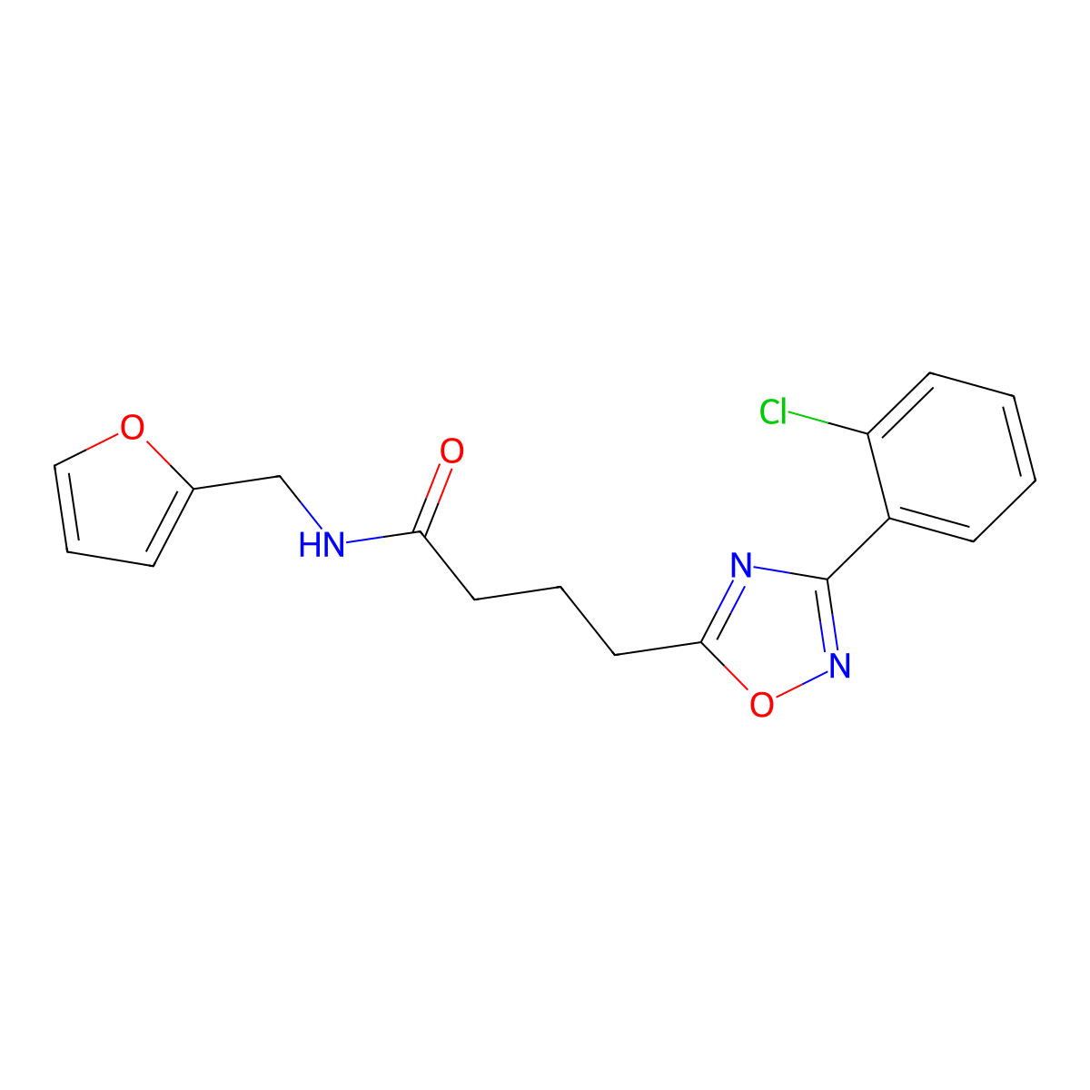 4-[3-(2-chlorophenyl)-1,2,4-oxadiazol-5-yl]-N-(furan-2-ylmethyl)butanamide molecular structure, CAS 836662-19-2