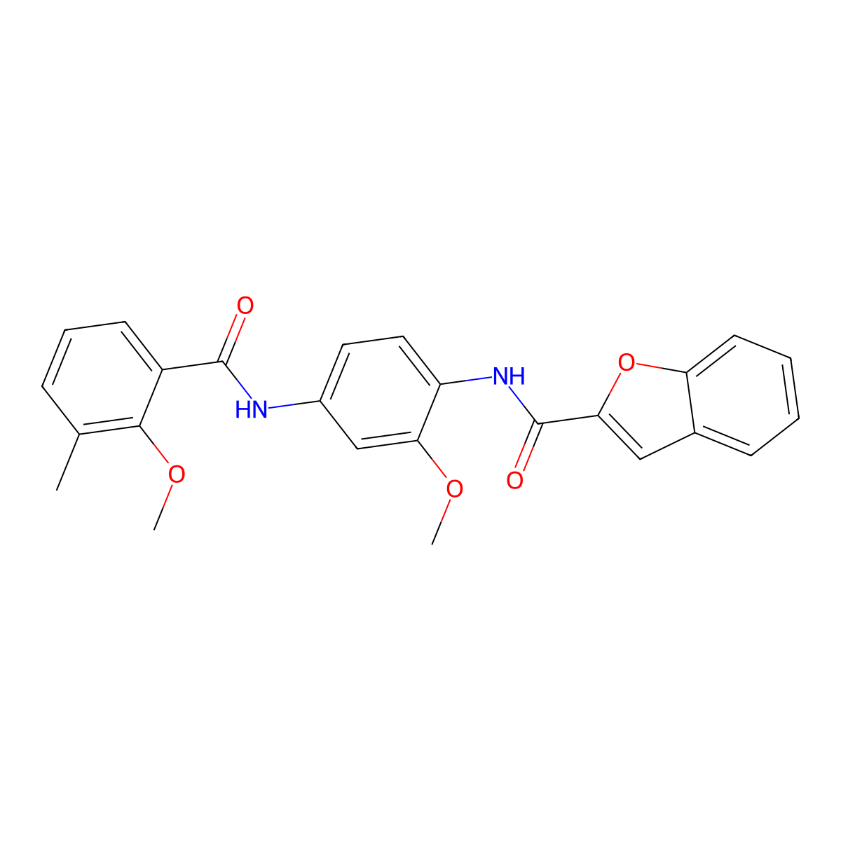 N-[2-methoxy-4-[(2-methoxy-3-methylbenzoyl)amino]phenyl]-1-benzofuran-2-carboxamide molecular structure, CAS 836662-27-2