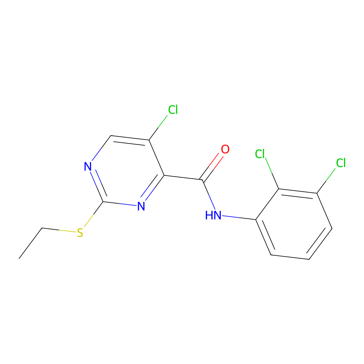 5-chloro-N-(2,3-dichlorophenyl)-2-(ethylsulfanyl)pyrimidine-4-carboxamide molecular structure, CAS 836662-77-2