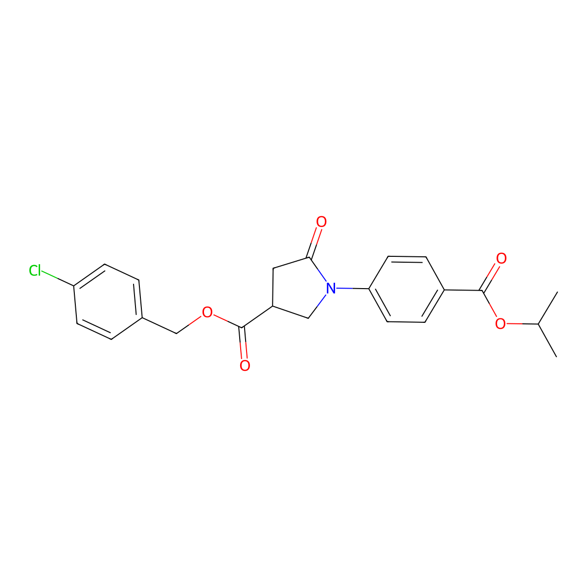4-Chlorobenzyl 1-[4-(isopropoxycarbonyl)phenyl]-5-oxo-3-pyrrolidinecarboxylate molecular structure, CAS 836662-86-3
