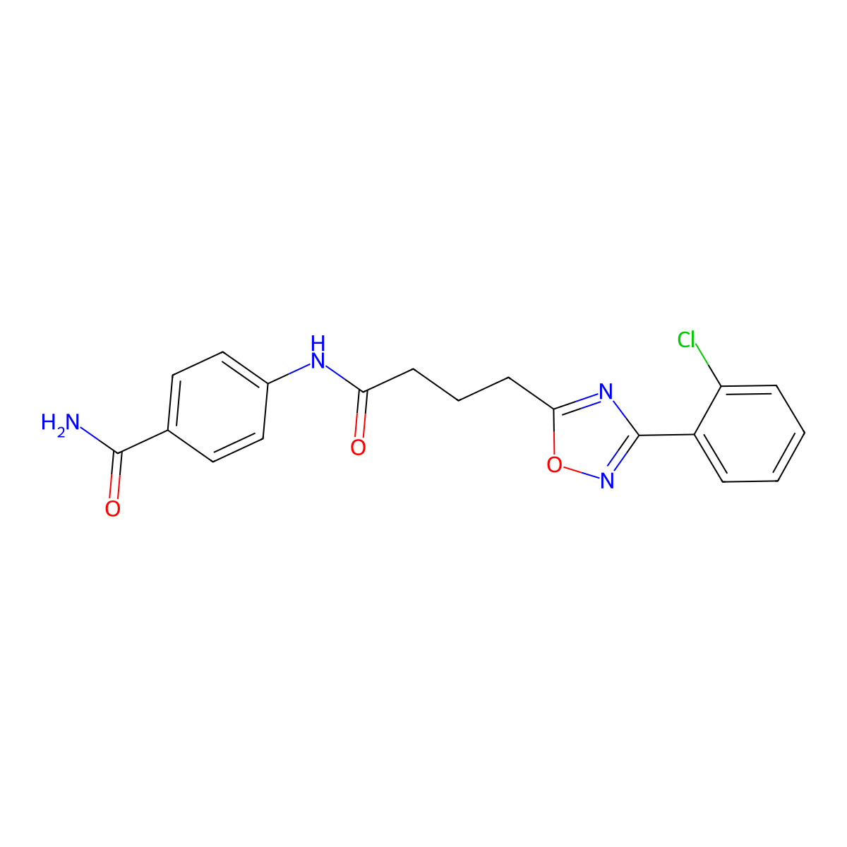 4-[4-[3-(2-Chlorophenyl)-1,2,4-oxadiazol-5-yl]butanoylamino]benzamide molecular structure, CAS 836662-90-9