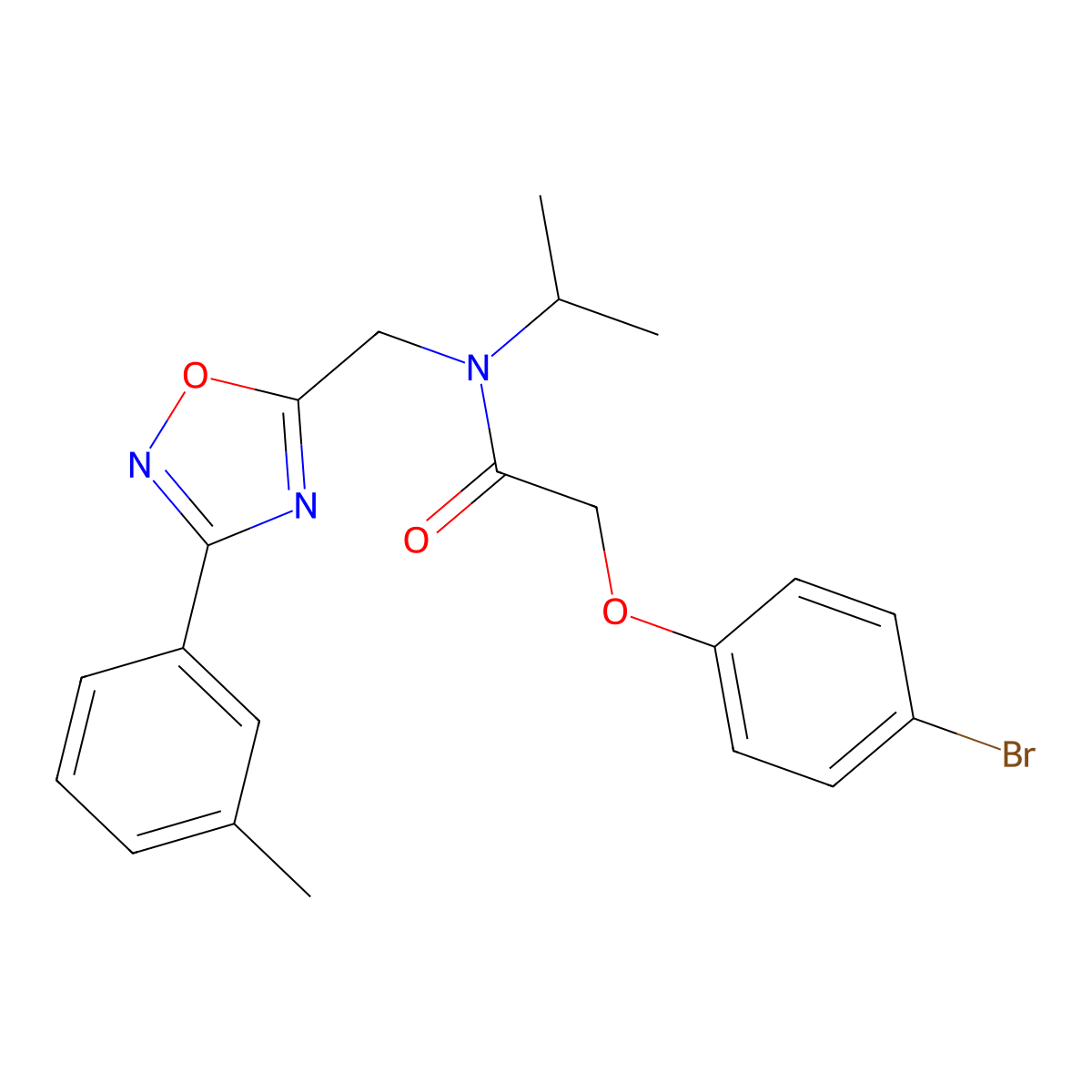 2-(4-bromophenoxy)-N-[[3-(3-methylphenyl)-1,2,4-oxadiazol-5-yl]methyl]-N-propan-2-ylacetamide molecular structure, CAS 836663-29-7