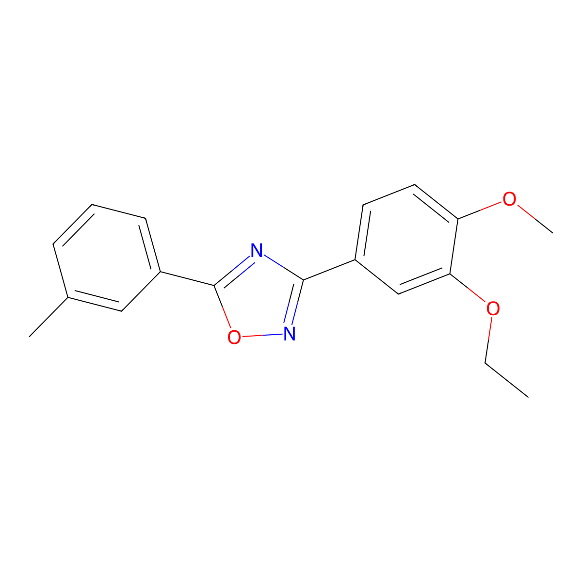 3-(3-Ethoxy-4-methoxyphenyl)-5-(3-methylphenyl)-1,2,4-oxadiazole molecular structure, CAS 836663-31-1