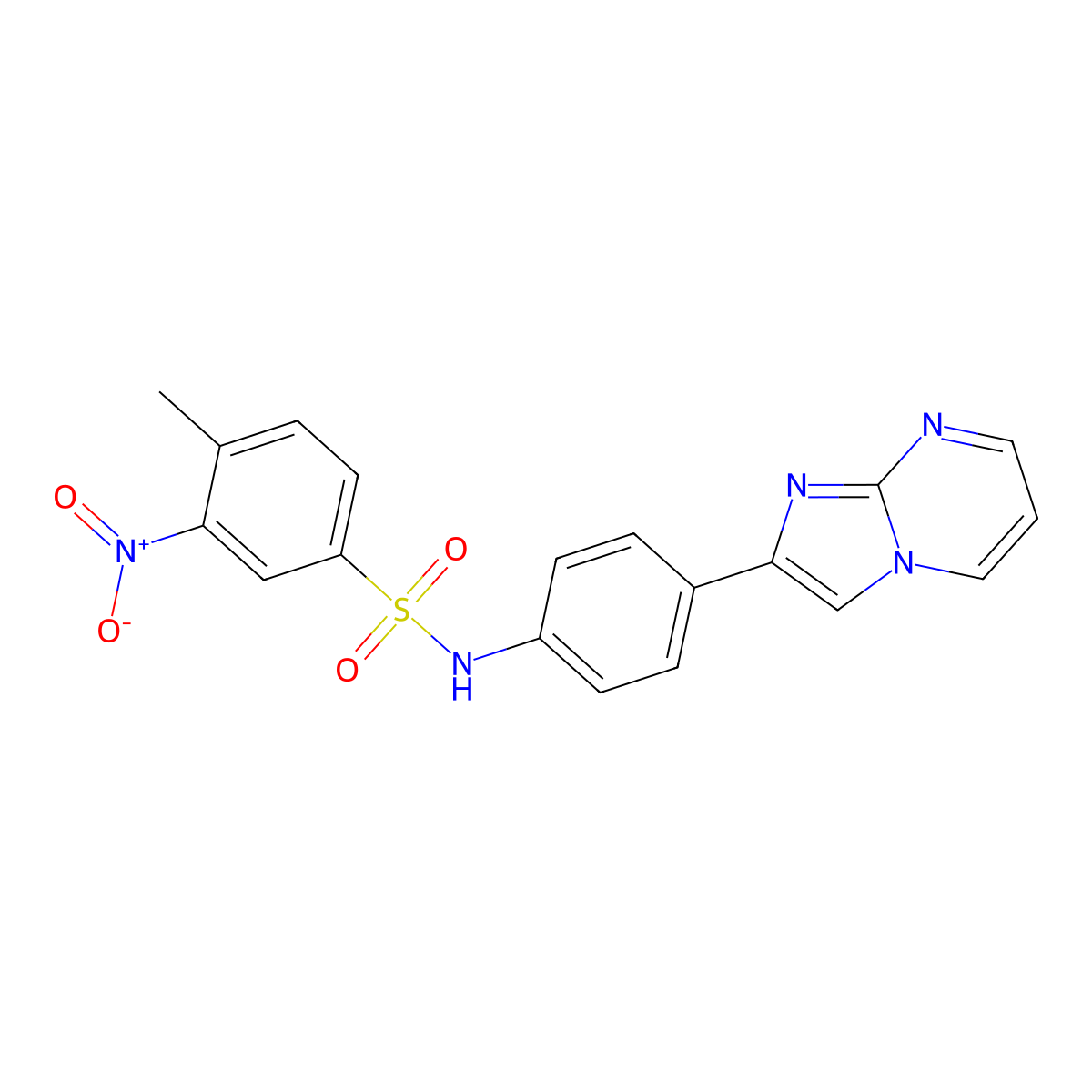 N-(4-imidazo[1,2-a]pyrimidin-2-ylphenyl)-4-methyl-3-nitrobenzenesulfonamide molecular structure, CAS 836663-39-9