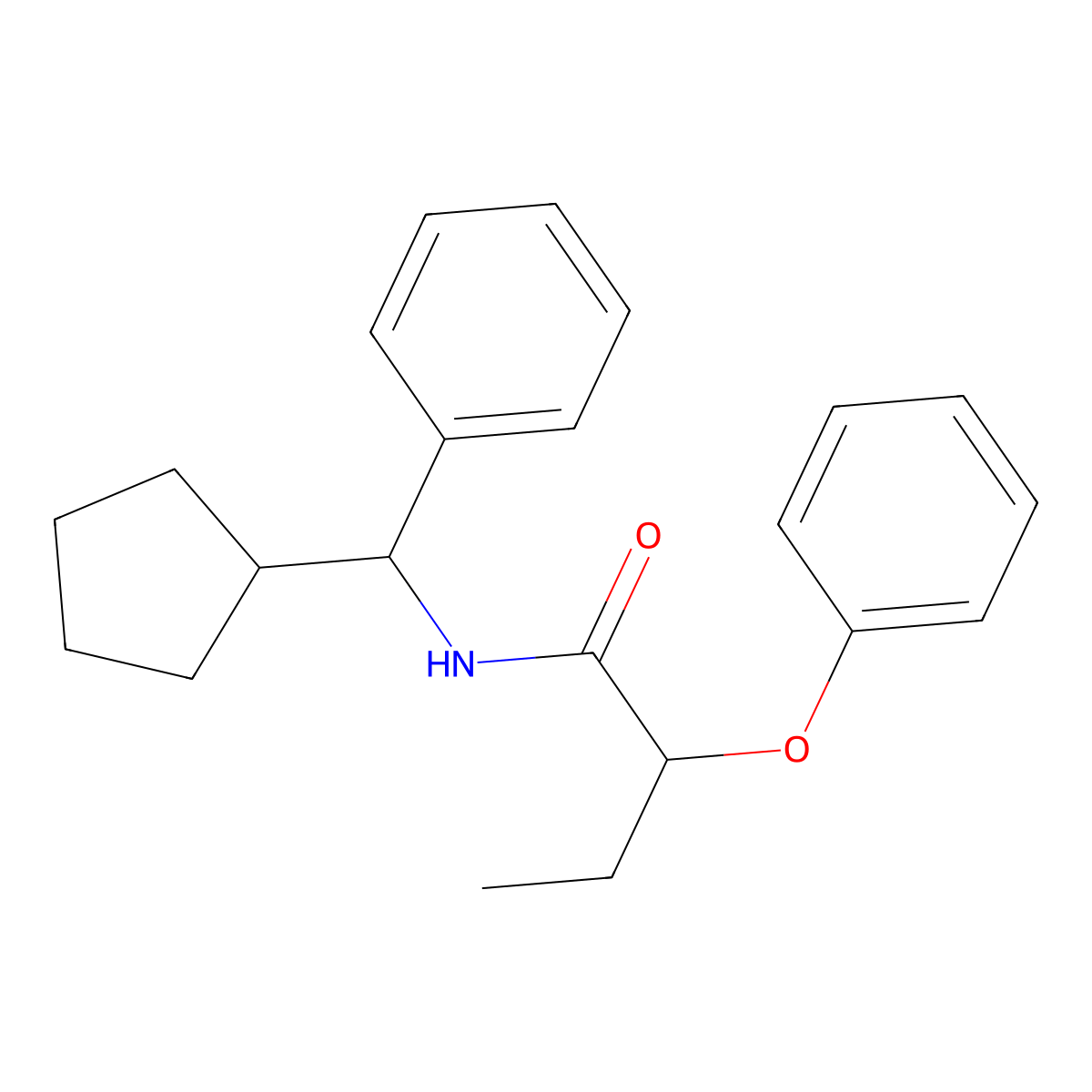 N-[cyclopentyl(phenyl)methyl]-2-phenoxybutanamide molecular structure, CAS 836663-97-9