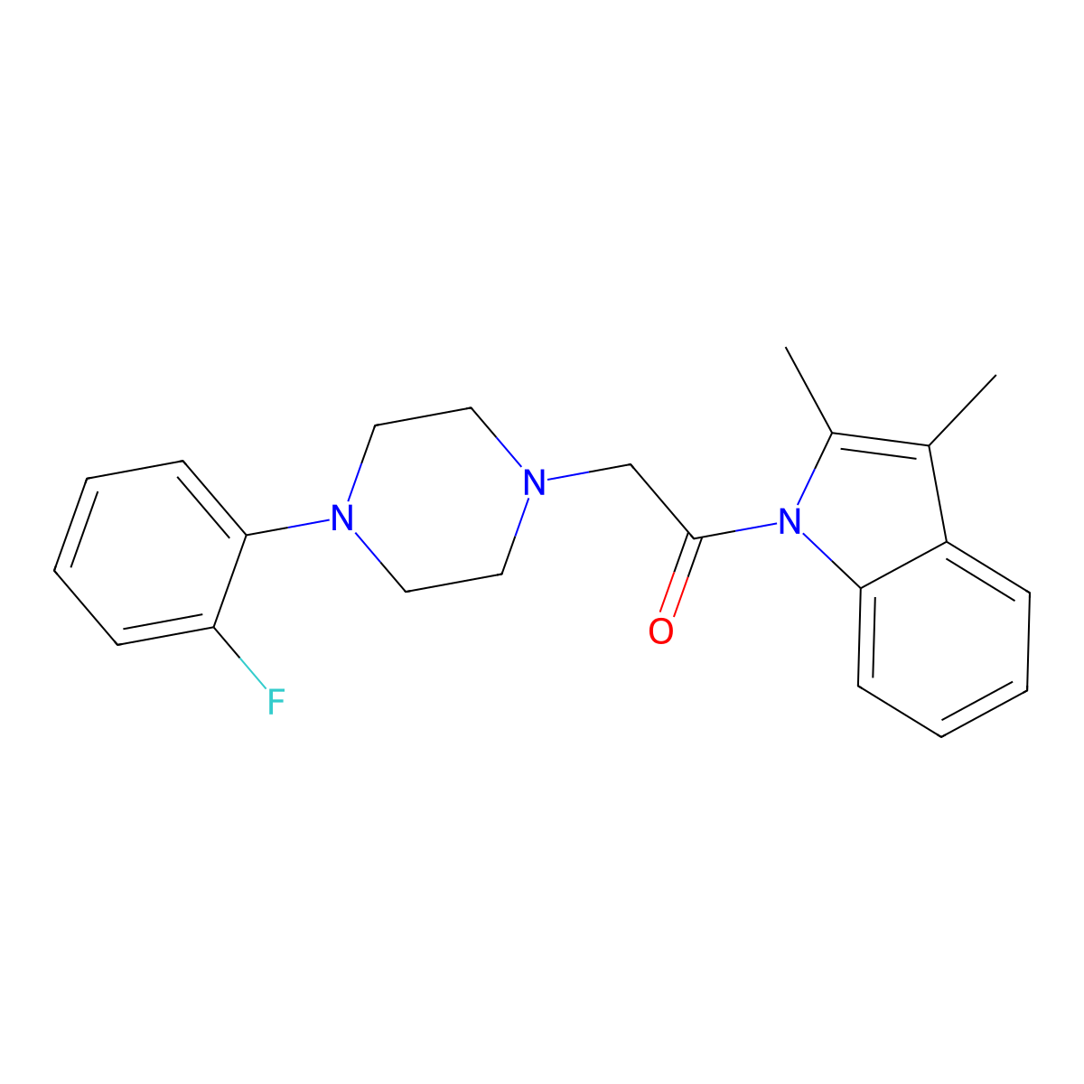 1-(2,3-Dimethylindolyl)-2-[4-(2-fluorophenyl)piperazinyl]ethan-1-one molecular structure, CAS 836664-00-7