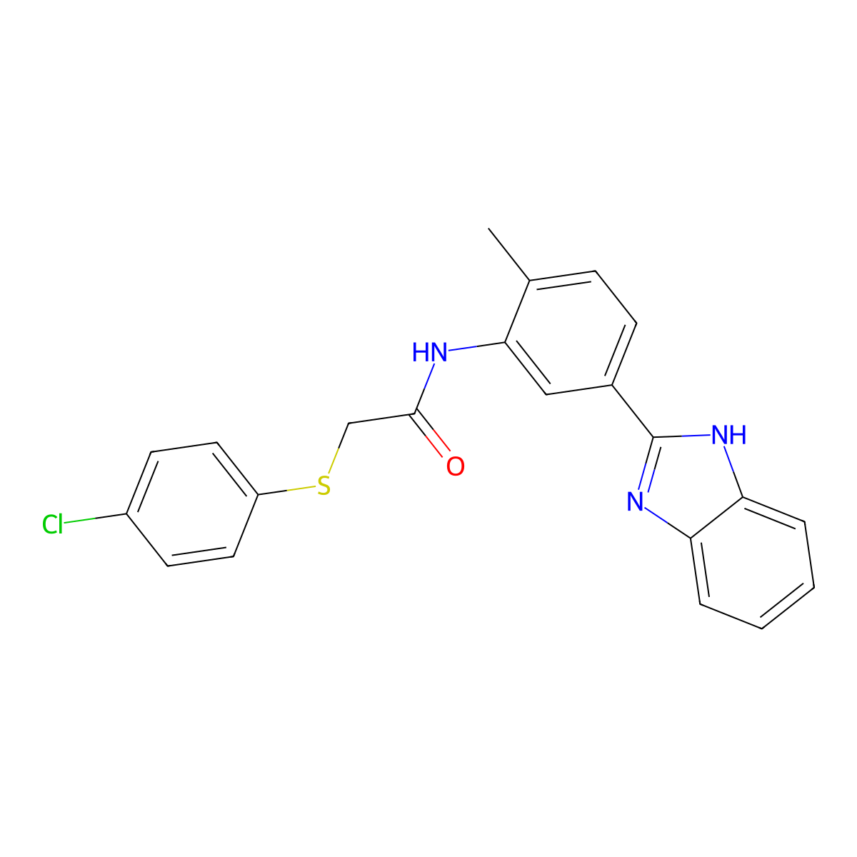 N-[5-(1H-benzimidazol-2-yl)-2-methylphenyl]-2-(4-chlorophenyl)sulfanylacetamide molecular structure, CAS 836664-14-3