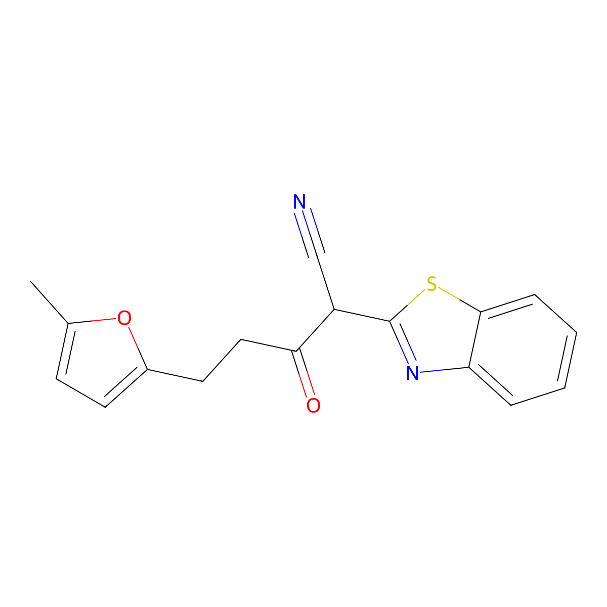 2-(1,3-Benzothiazol-2-yl)-5-(5-methylfuran-2-yl)-3-oxopentanenitrile molecular structure, CAS 836664-23-4