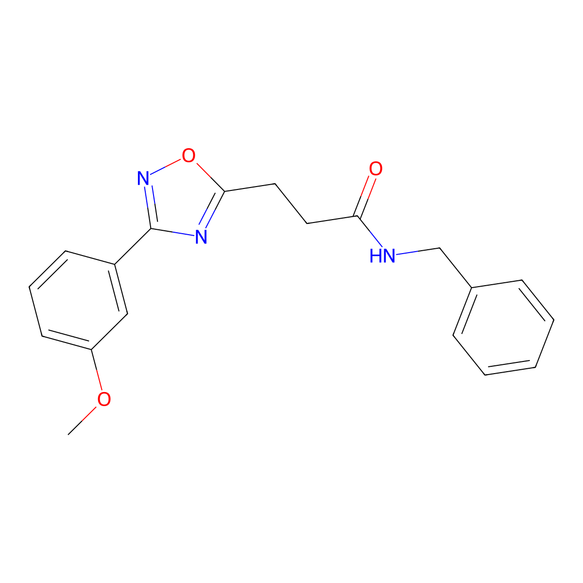 N-benzyl-3-[3-(3-methoxyphenyl)-1,2,4-oxadiazol-5-yl]propanamide molecular structure, CAS 836664-35-8