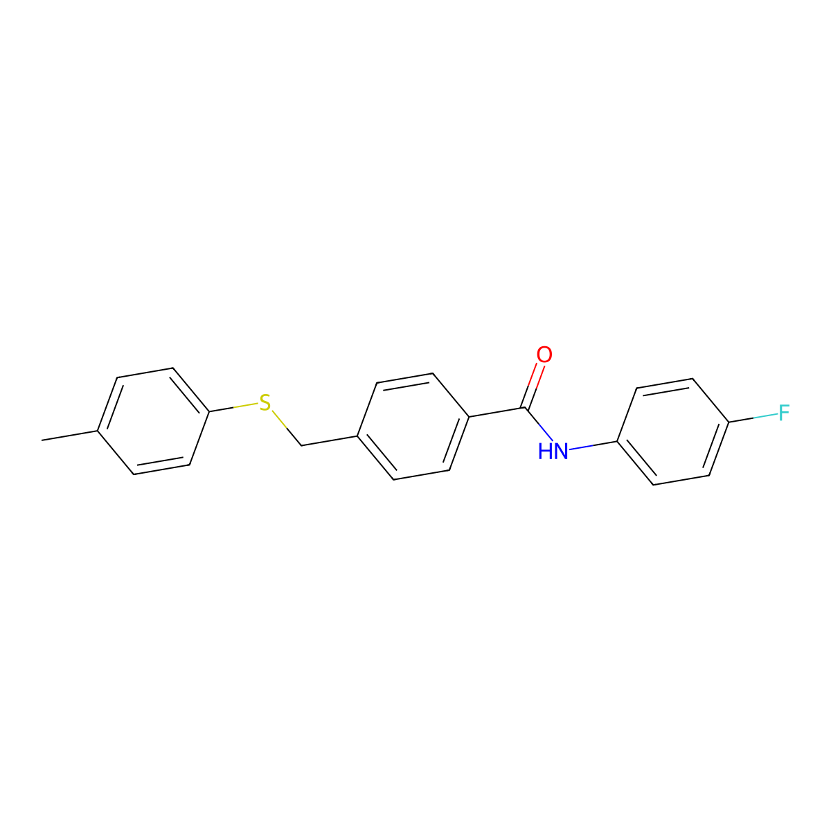 N-(4-Fluorophenyl)-4-((p-tolylthio)methyl)benzamide molecular structure, CAS 836664-41-6