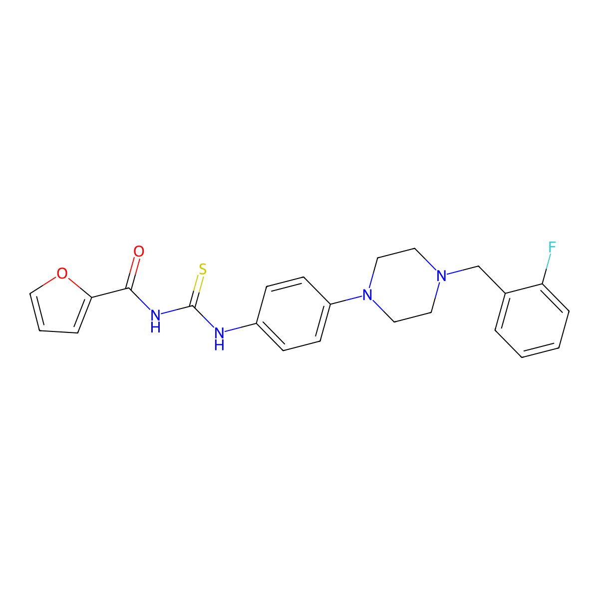 N-[[4-[4-[(2-fluorophenyl)methyl]piperazin-1-yl]phenyl]carbamothioyl]furan-2-carboxamide molecular structure, CAS 836664-43-8