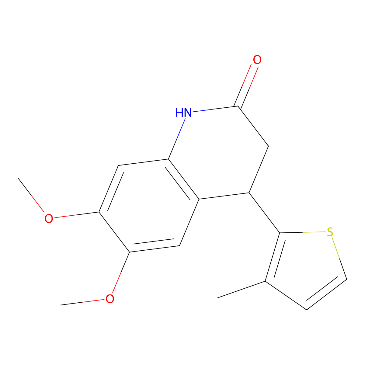 6,7-dimethoxy-4-(3-methylthiophen-2-yl)-3,4-dihydroquinolin-2(1H)-one molecular structure, CAS 836664-45-0