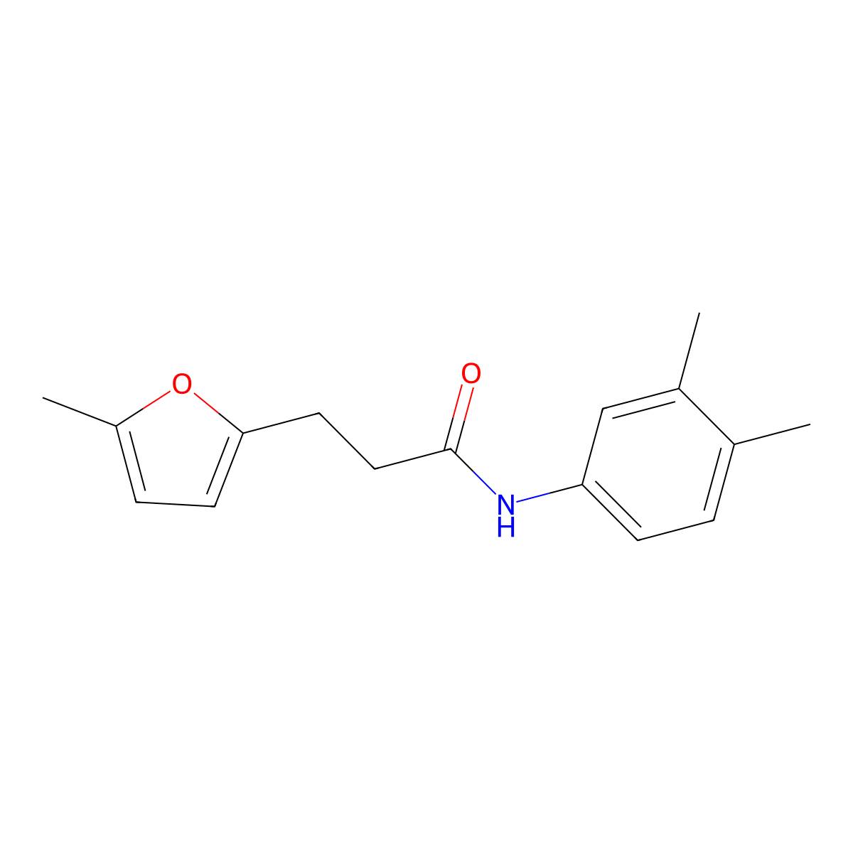 N-(3,4-dimethylphenyl)-3-(5-methylfuran-2-yl)propanamide molecular structure, CAS 836664-56-3