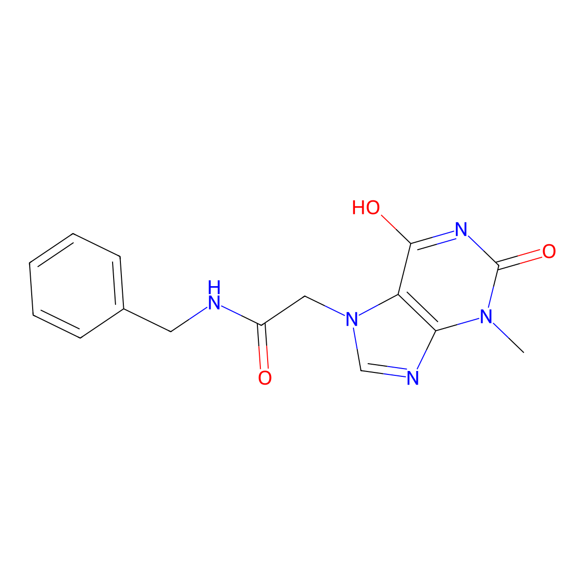 N-benzyl-2-(3-methyl-2,6-dioxopurin-7-yl)acetamide molecular structure, CAS 836664-58-5