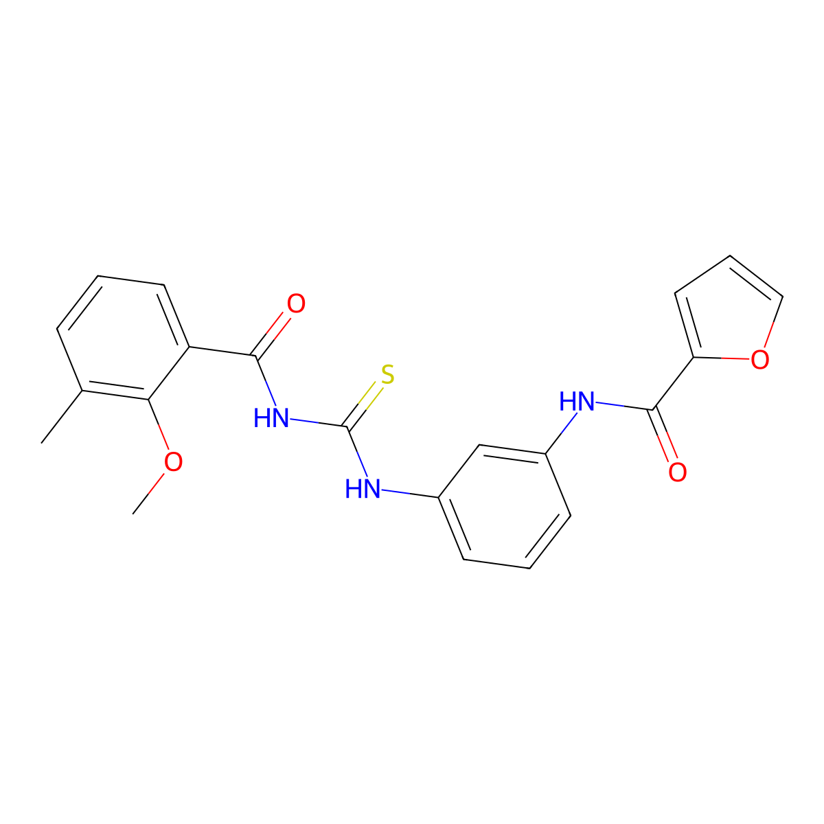 N-[3-[(2-methoxy-3-methylbenzoyl)carbamothioylamino]phenyl]furan-2-carboxamide molecular structure, CAS 836664-67-6