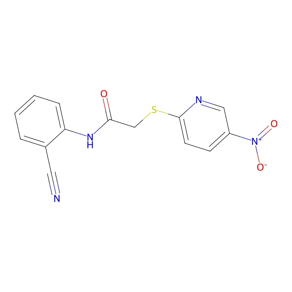 N-(2-cyanophenyl)-2-(5-nitropyridin-2-yl)sulfanylacetamide molecular structure, CAS 836664-74-5