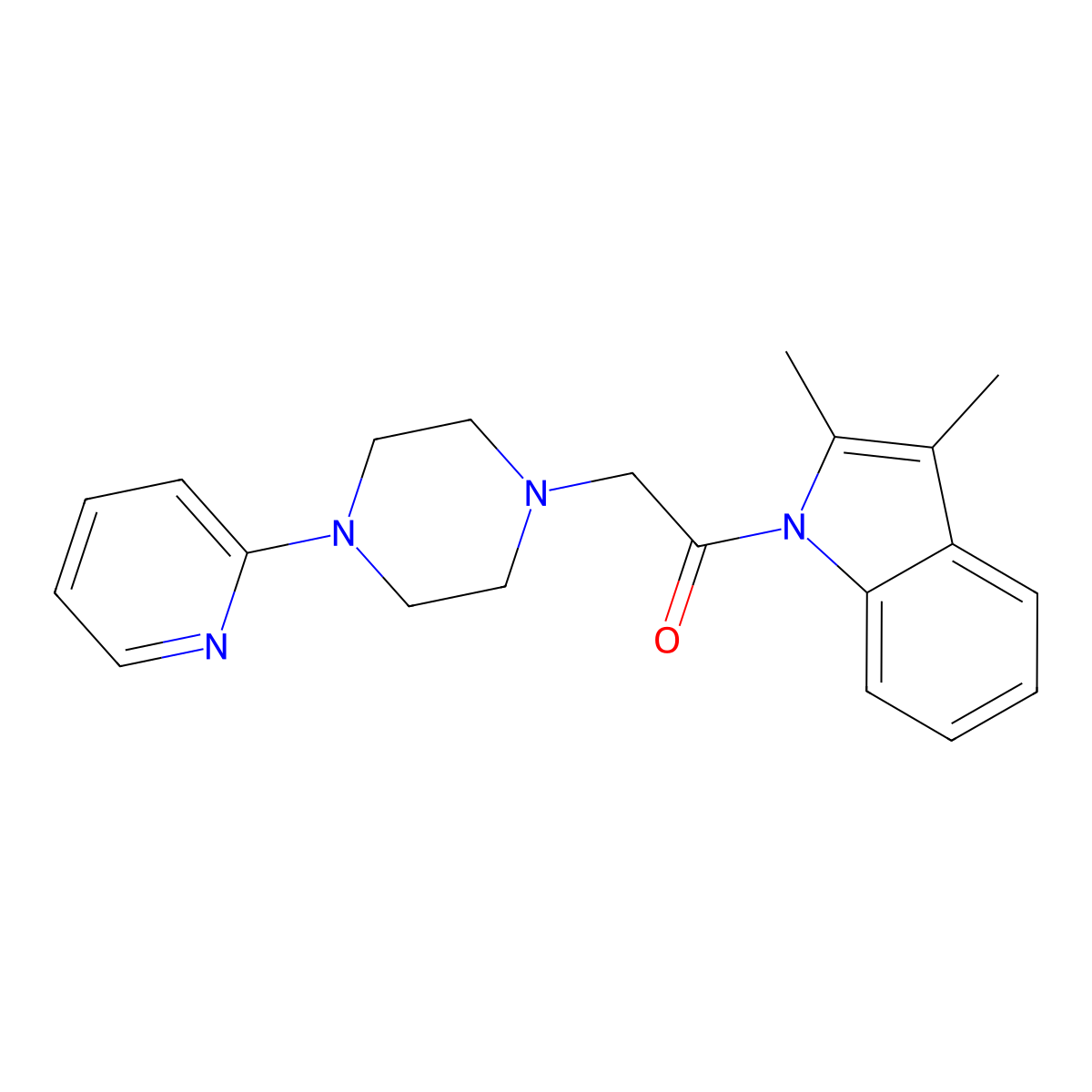 1-(2,3-dimethyl-1H-indol-1-yl)-2-[4-(pyridin-2-yl)piperazin-1-yl]ethanone molecular structure, CAS 836664-90-5